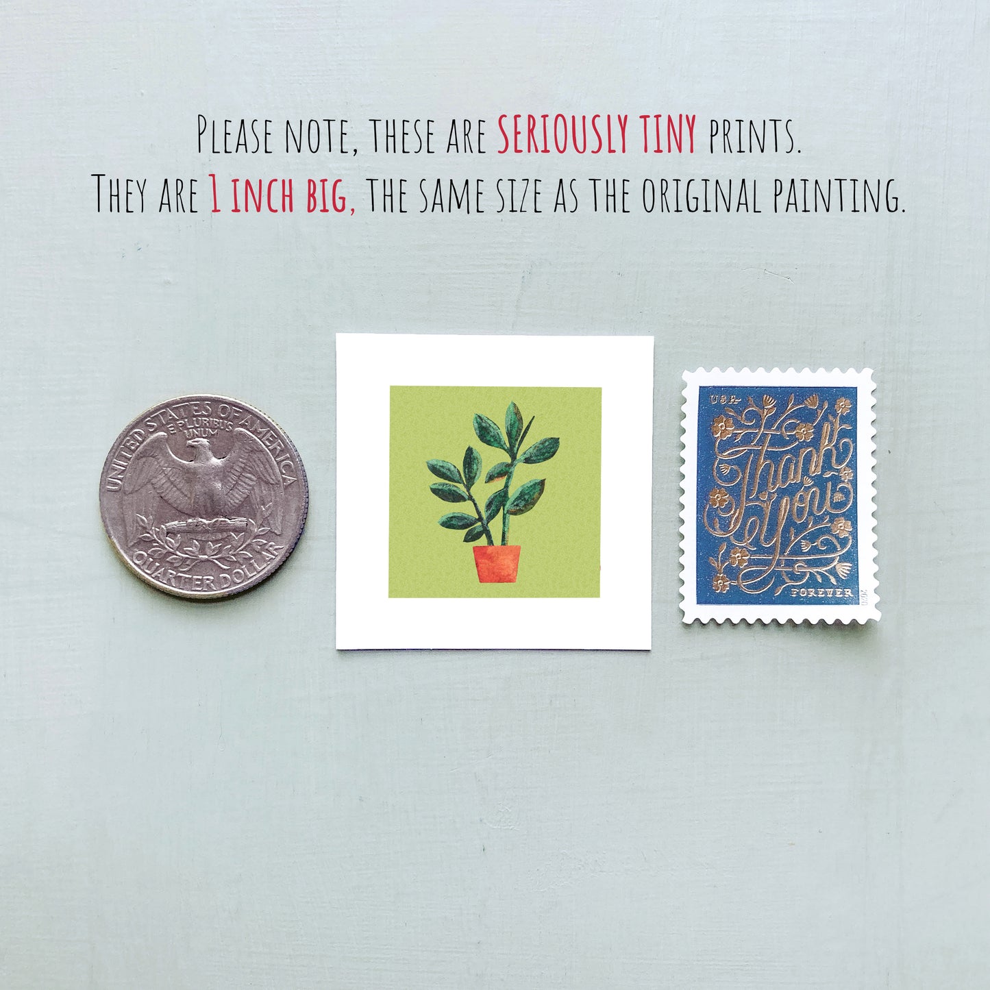 Mini 1" Rubber Tree Houseplant Watercolor Print