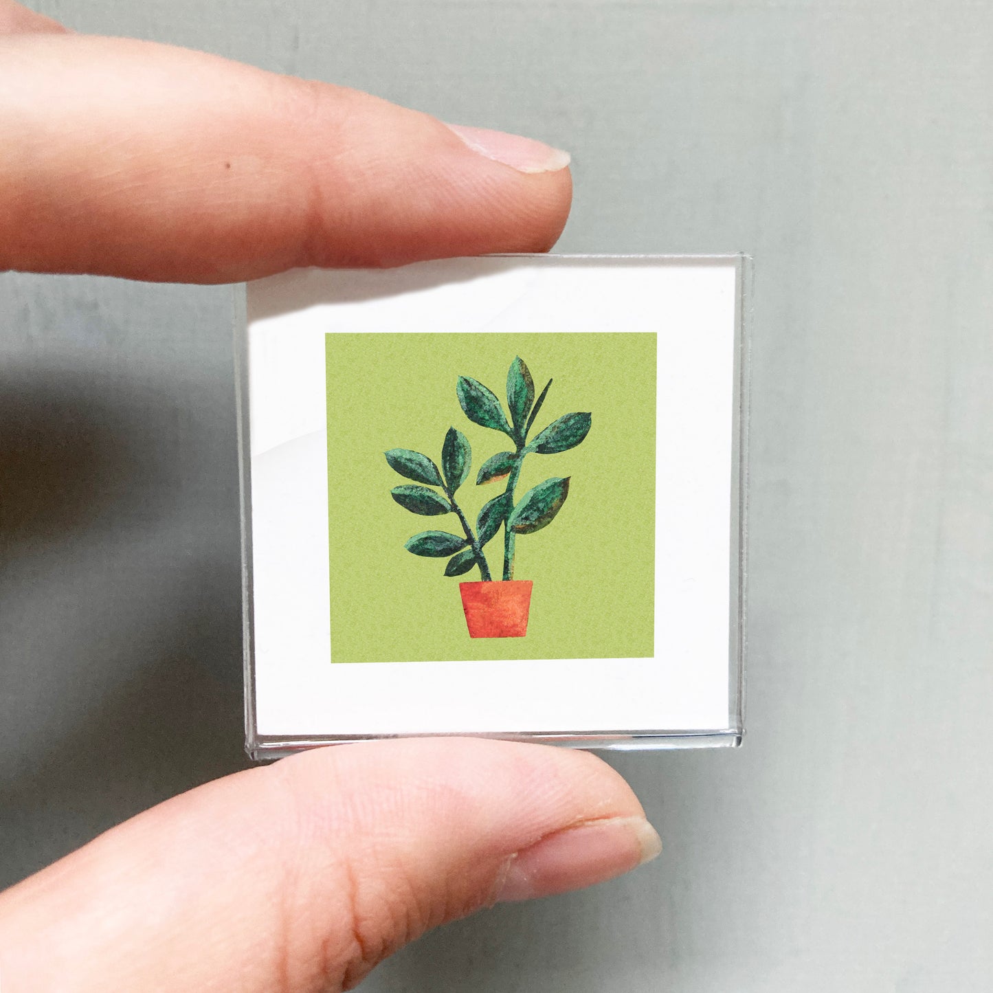 Mini 1" Rubber Tree Houseplant Watercolor Print