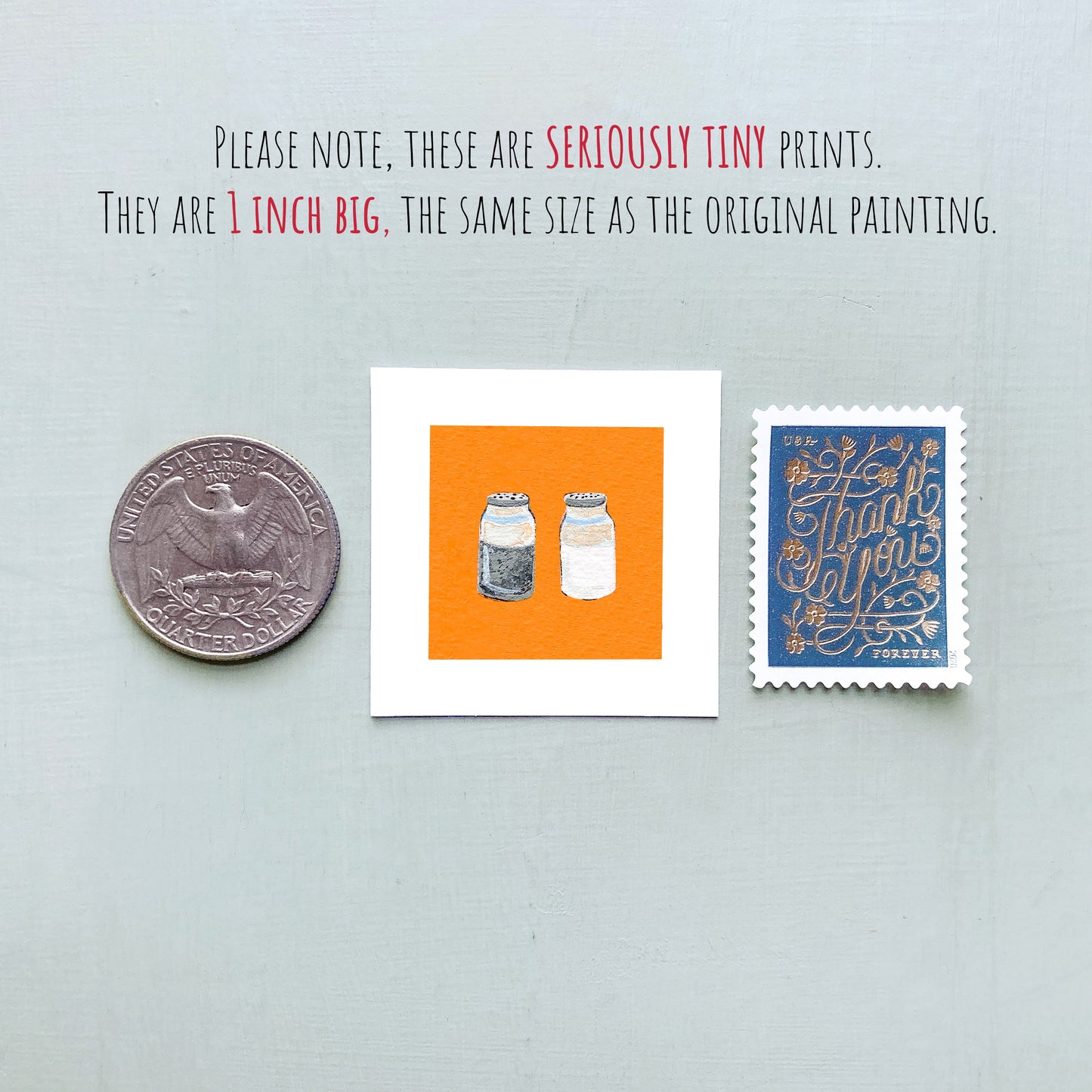 Mini 1" Salt and Pepper Gouache Art Print