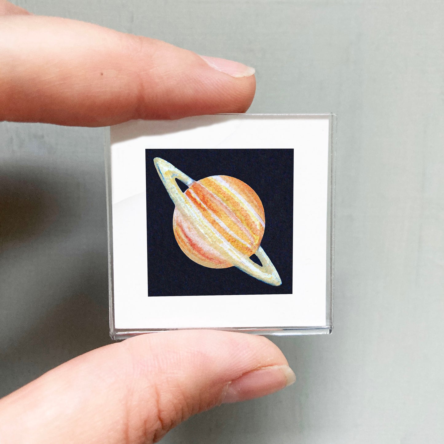 Mini 1" Planet Saturn Watercolor Print