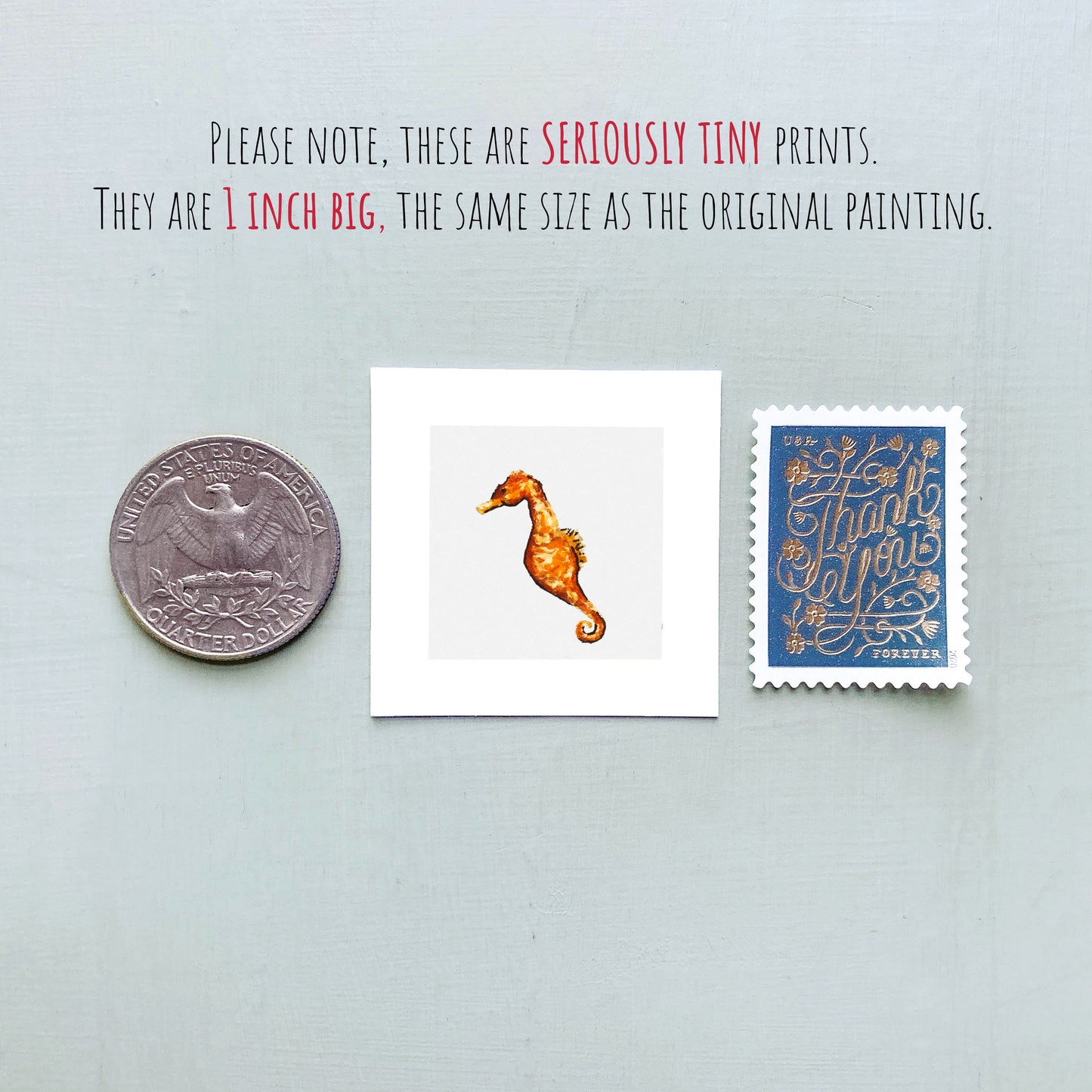 Mini 1" Seahorse Watercolor Print