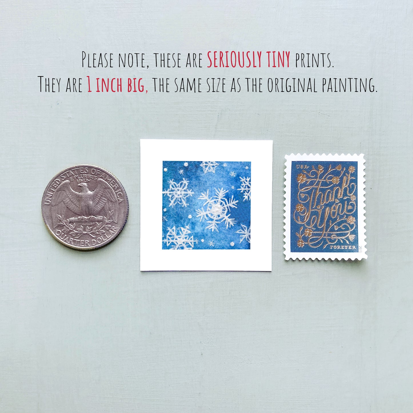 Mini 1" Winter Snowflakes Watercolor Print