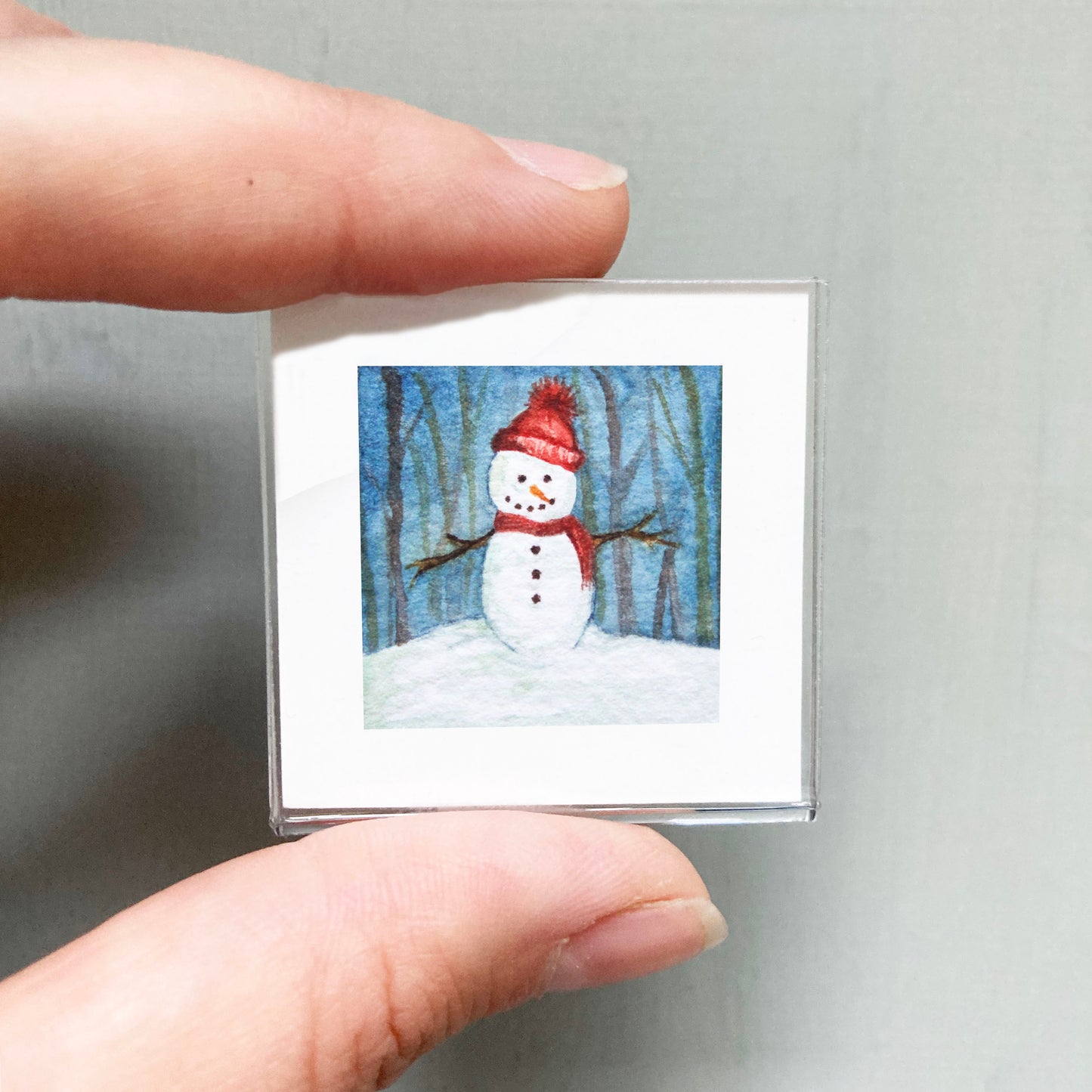 Mini 1" Snowman Watercolor Print