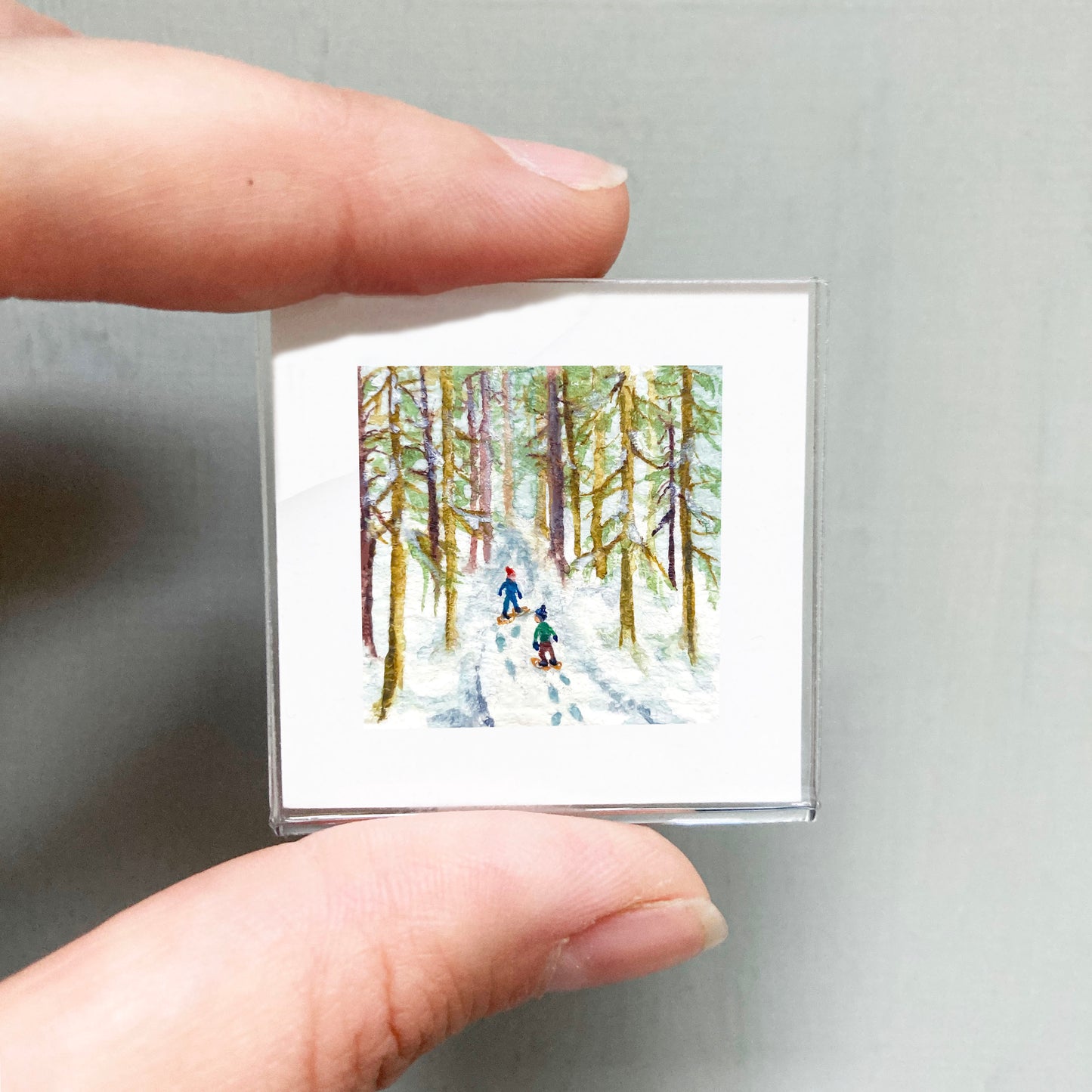 Mini 1" Snowshoeing Watercolor Print
