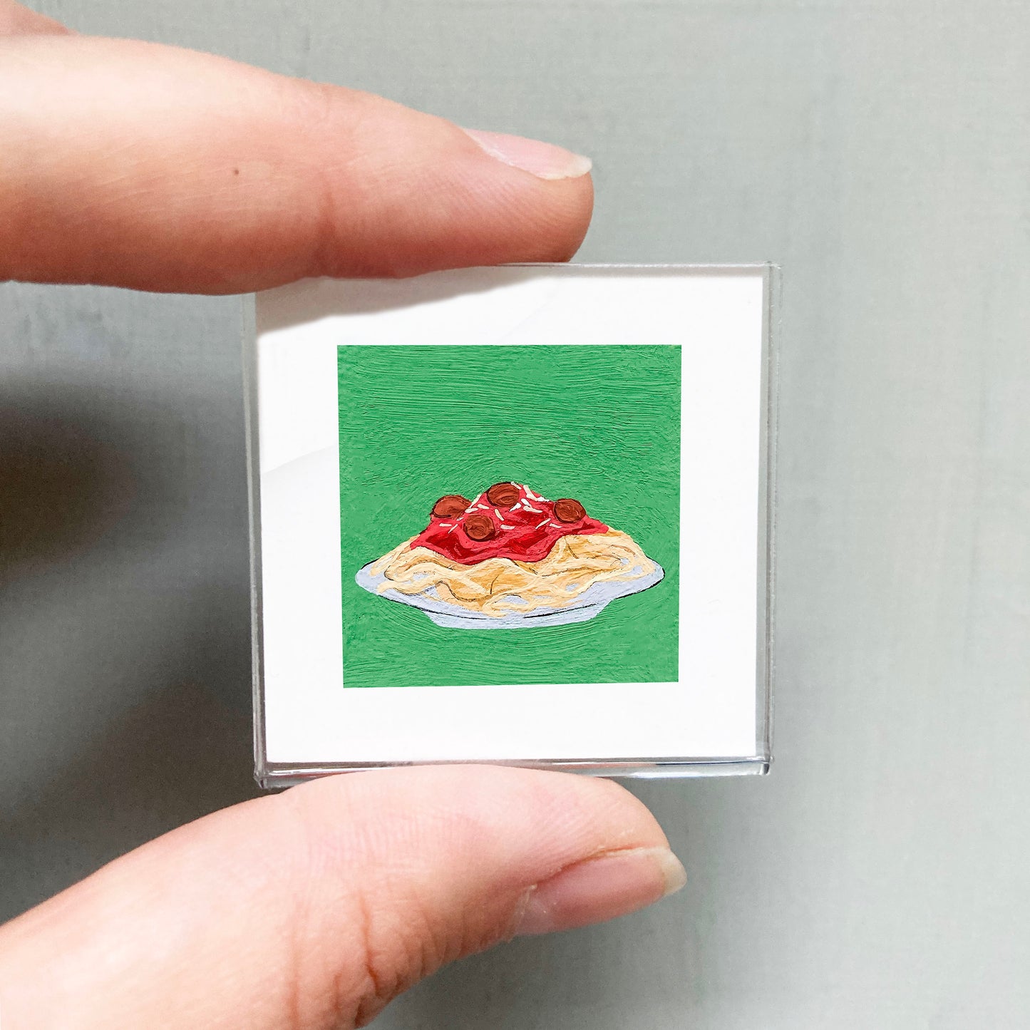Mini 1" Spaghetti and Meatballs Gouache Art Print
