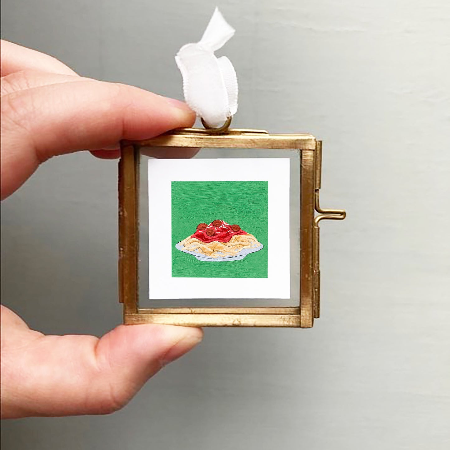 ORIGINAL Mini 1" Spaghetti Meatballs Gouache Original Painting