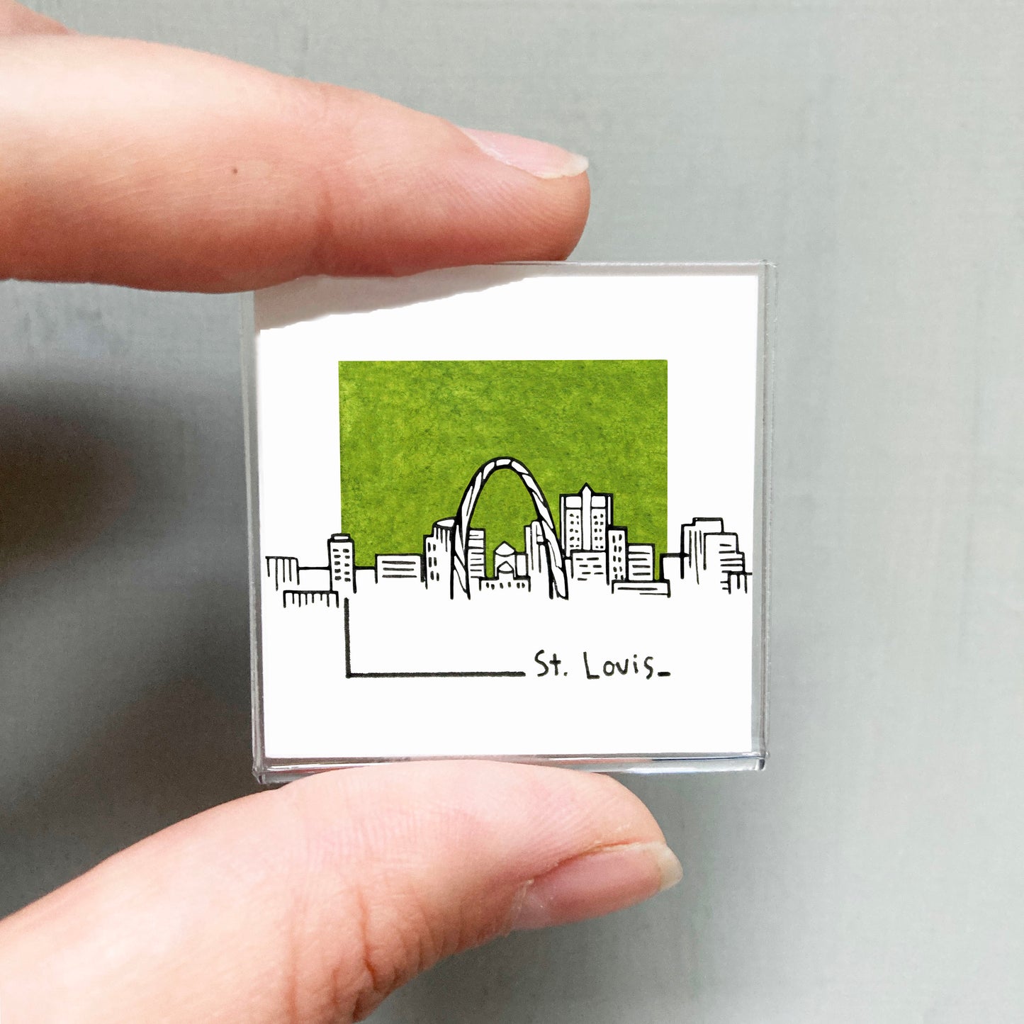 Mini St. Louis, Missouri 1.5" Watercolor and Ink Art PRINT