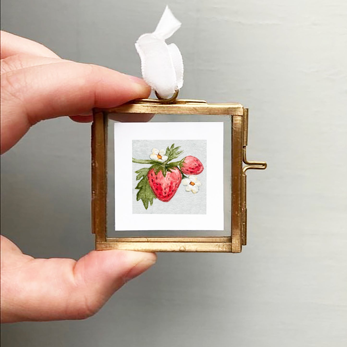 ORIGINAL Mini 1" Strawberry Blossom Watercolor Painting