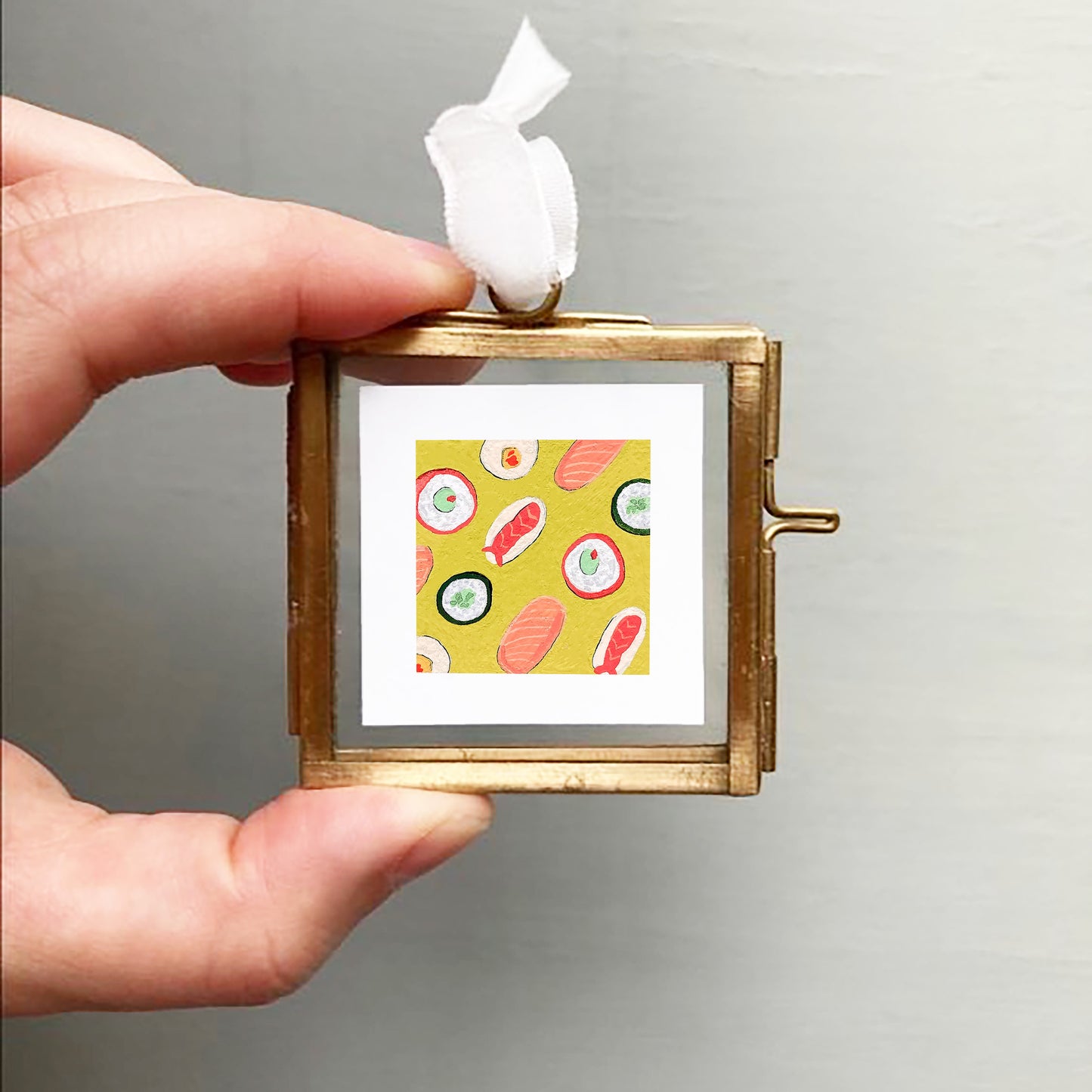 ORIGINAL Mini 1" Sushi Seafood Gouache Original Painting