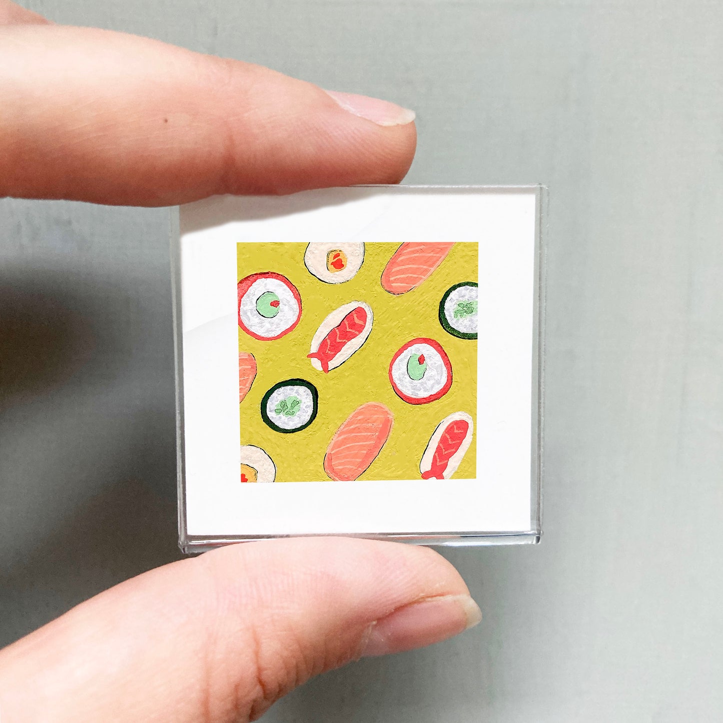 Mini 1" Sushi Seafood Gouache Art Print