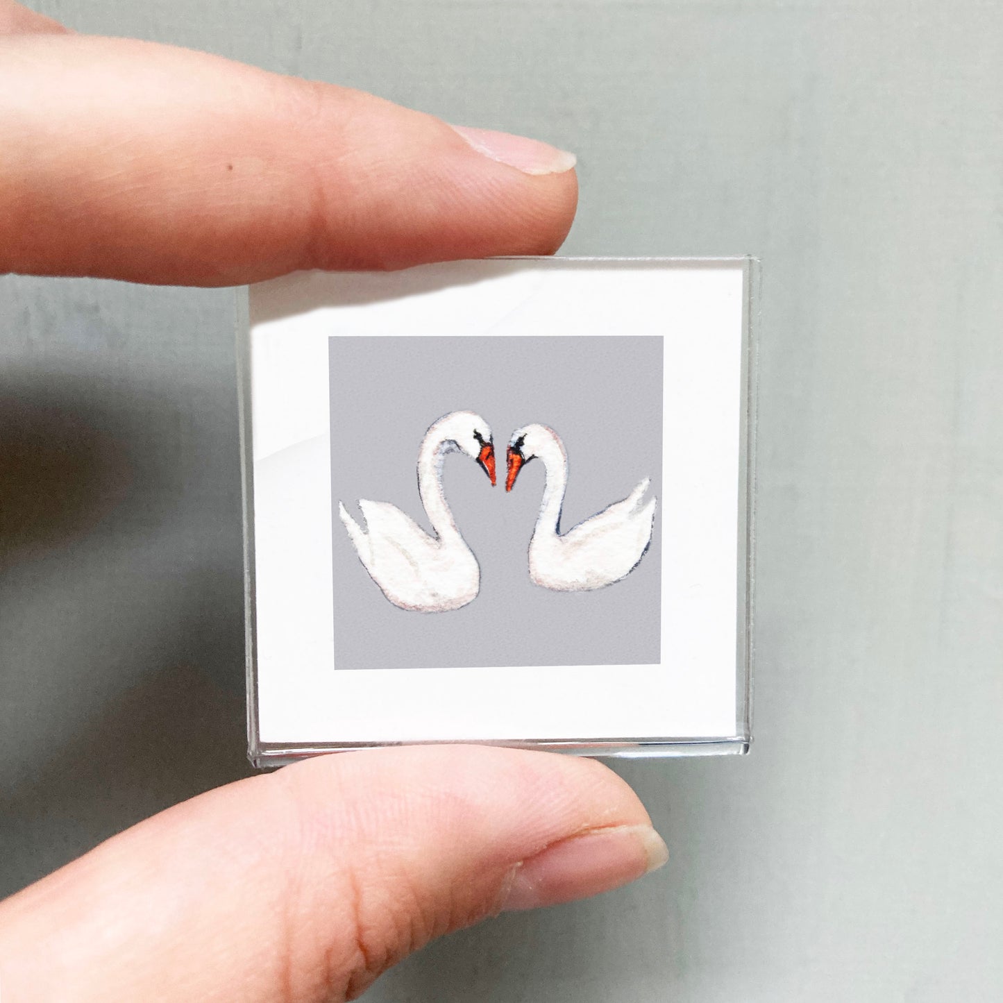 Mini 1" Swans Heart Watercolor Print