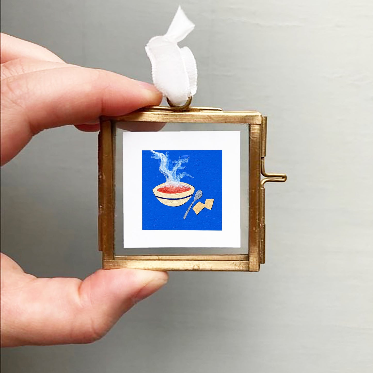ORIGINAL Mini 1" Tomato Basil Soup Gouache Original Painting