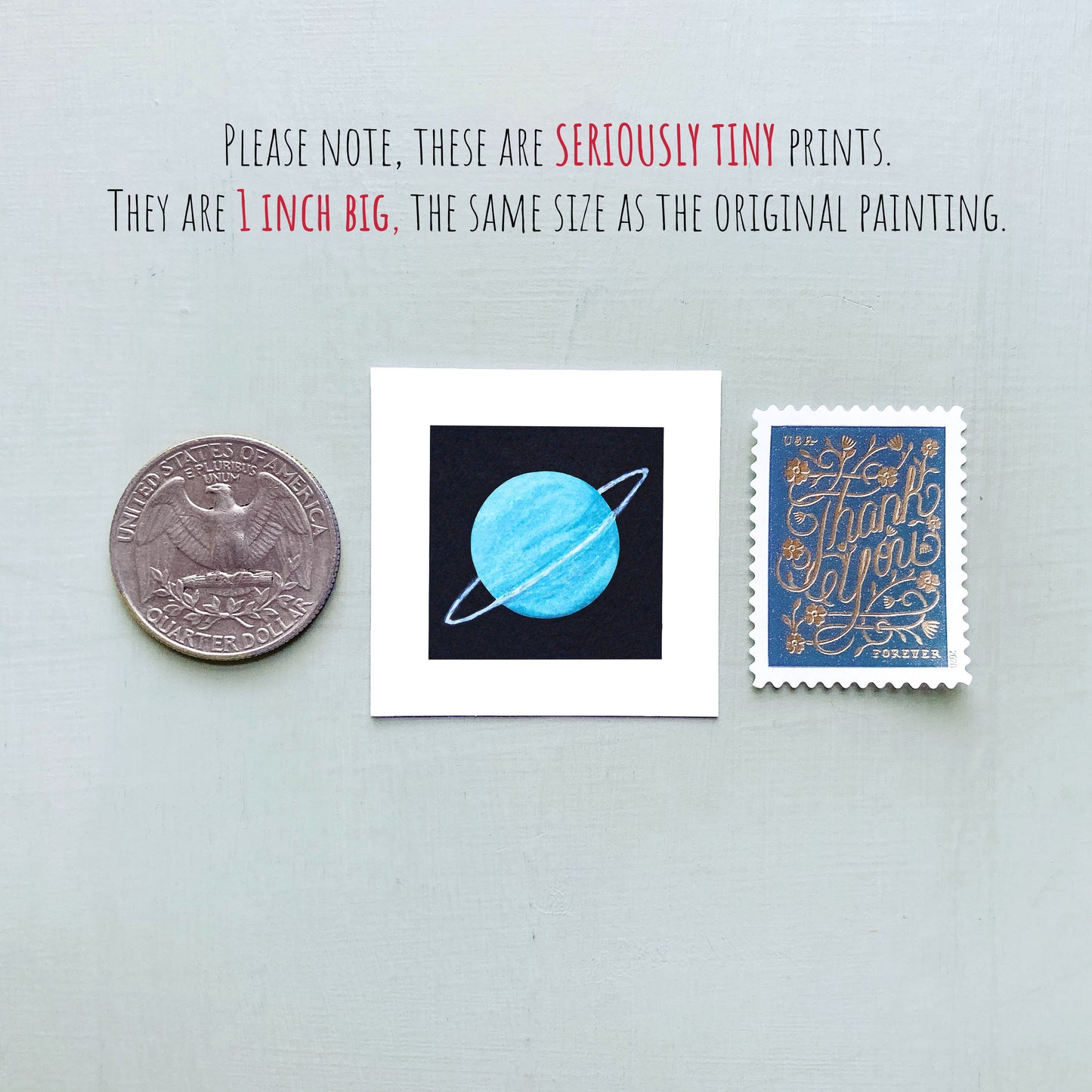 Mini 1" Planet Uranus Watercolor Print