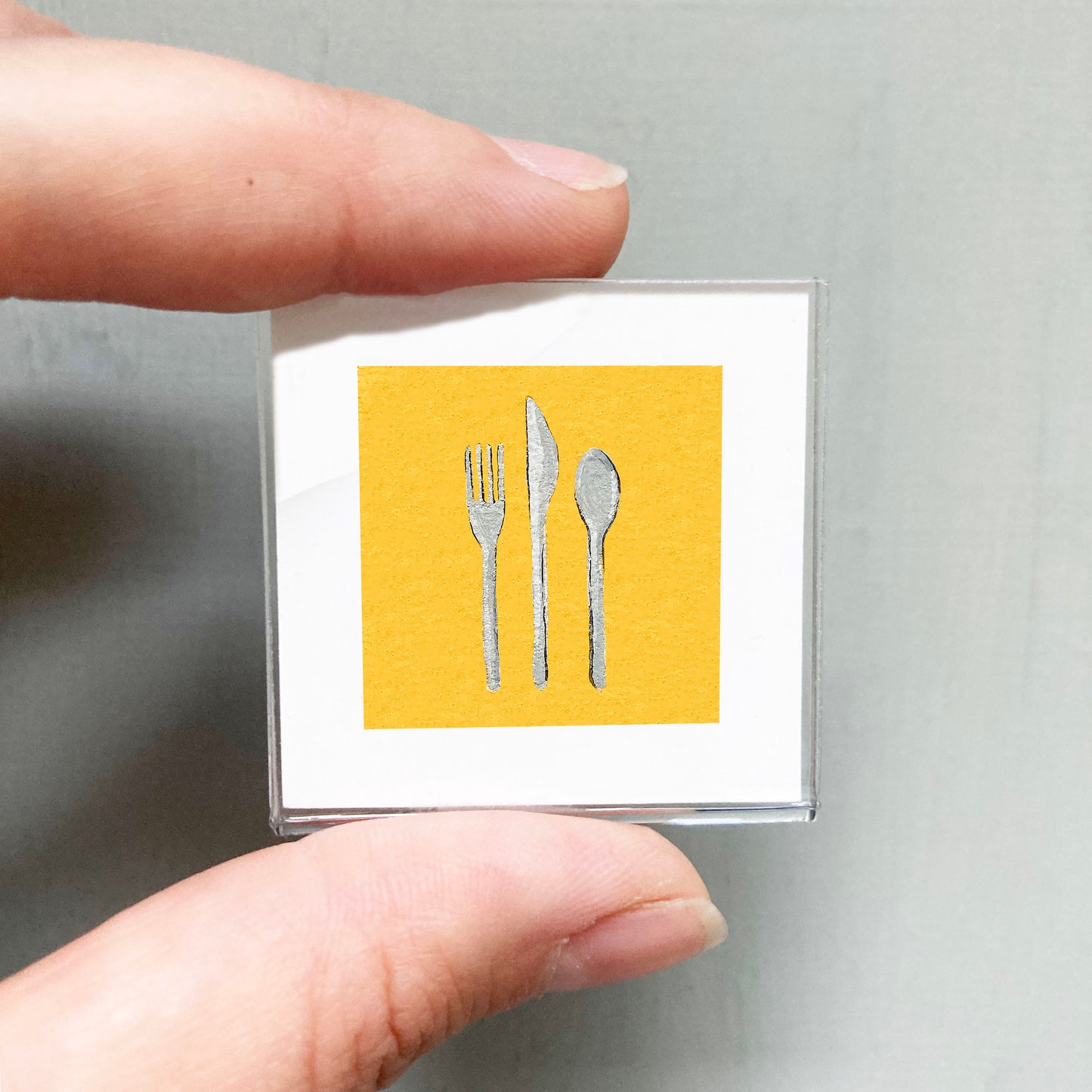 Mini 1" Utensils Fork Knife Spoon Gouache Art Print