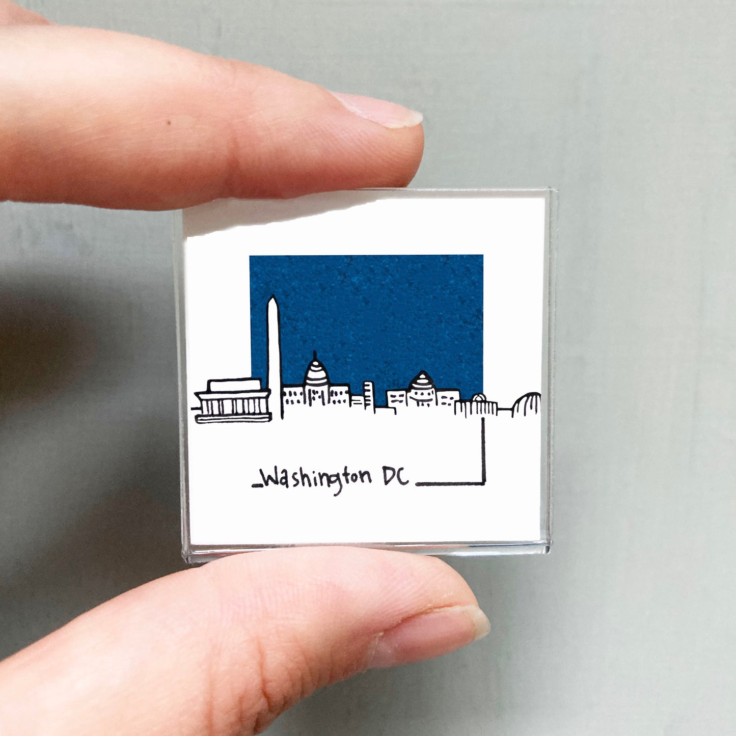 Mini Washington DC 1.5" Watercolor and Ink Art PRINT