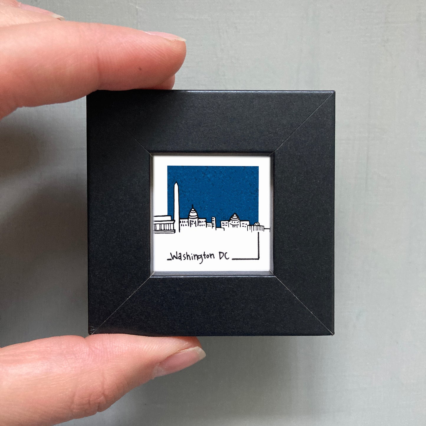 Mini Washington DC 1.5" Watercolor and Ink Art PRINT