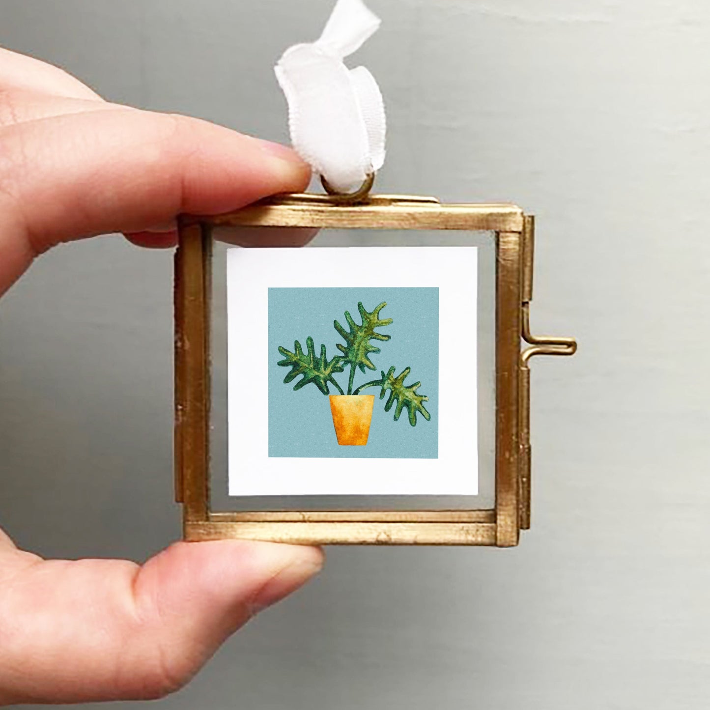 ORIGINAL Mini 1" Xanadu Philodendron Houseplant Watercolor Painting