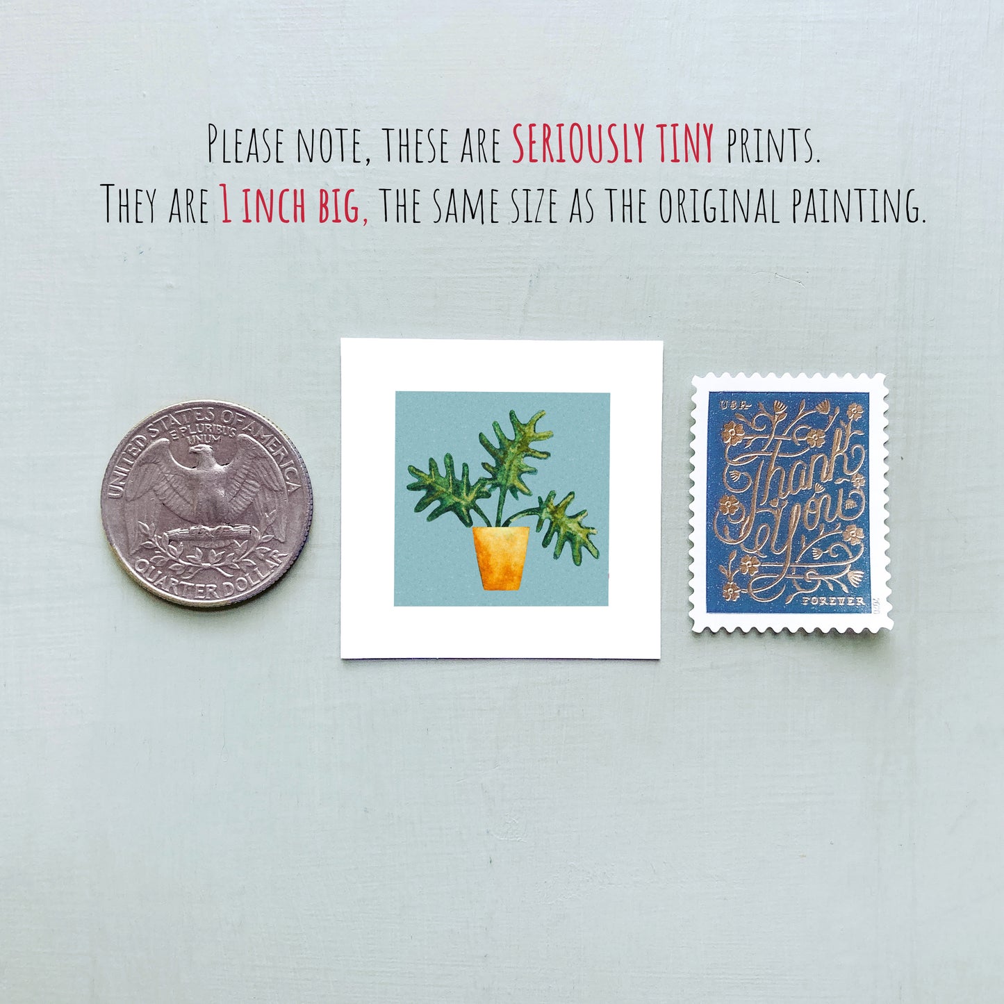 Mini 1" Xanadu Philodendron Houseplant Watercolor Print