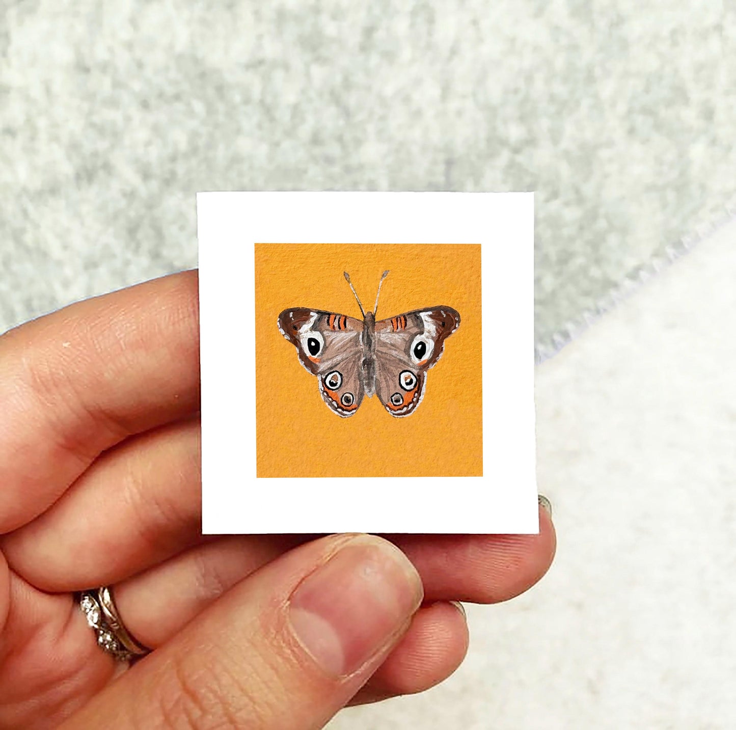 Mini 1" Common Buckeye Butterfly Insect Print Tiny Watercolor Art PRINT