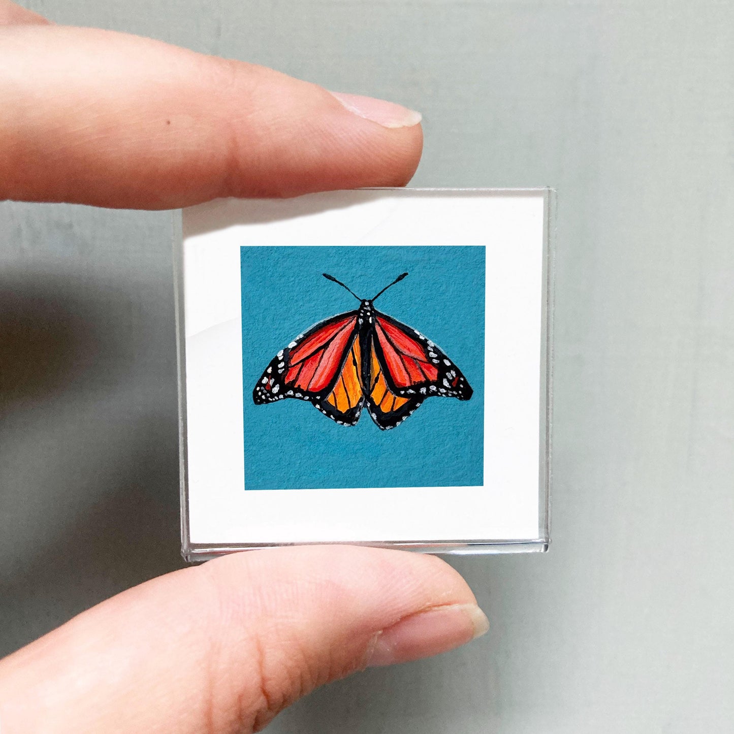 Mini 1" Monarch Butterfly Insect Print Tiny Watercolor Art PRINT