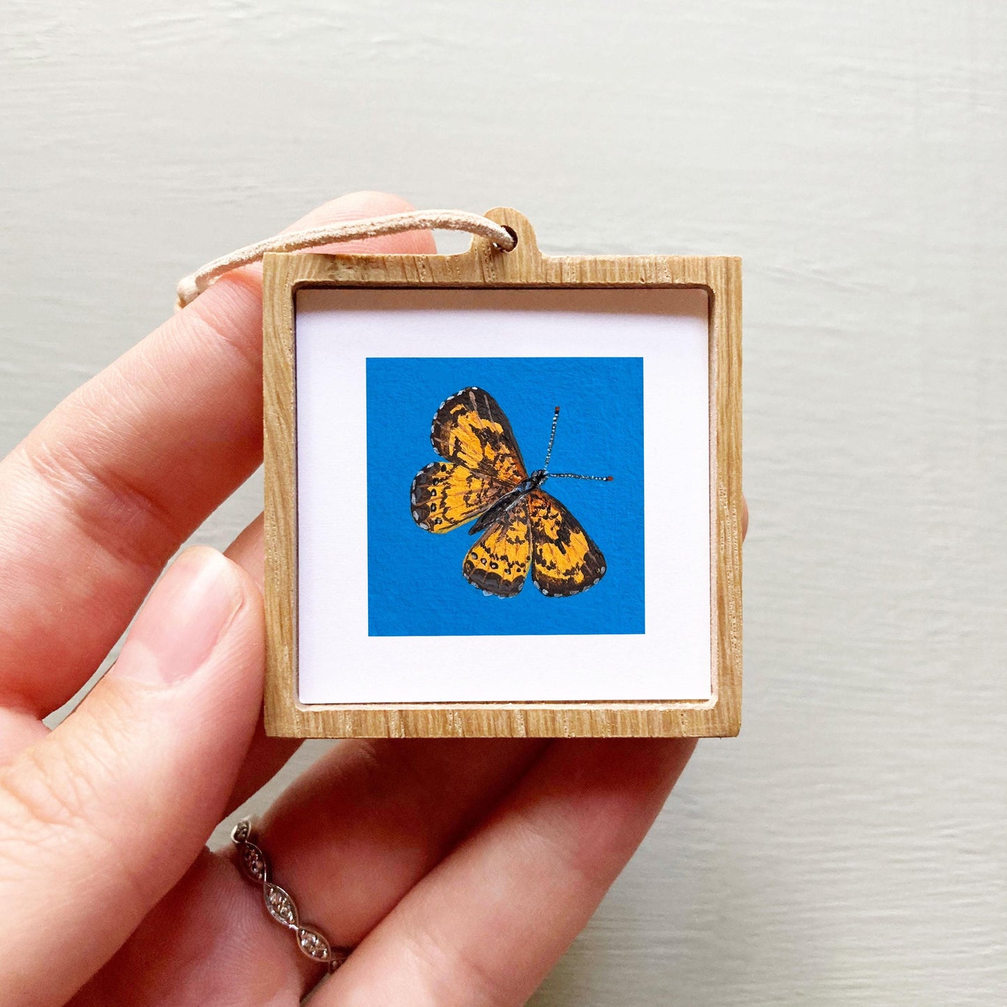 Mini 1" Silvery Checkerspot Butterfly Insect Print Tiny Watercolor Art PRINT