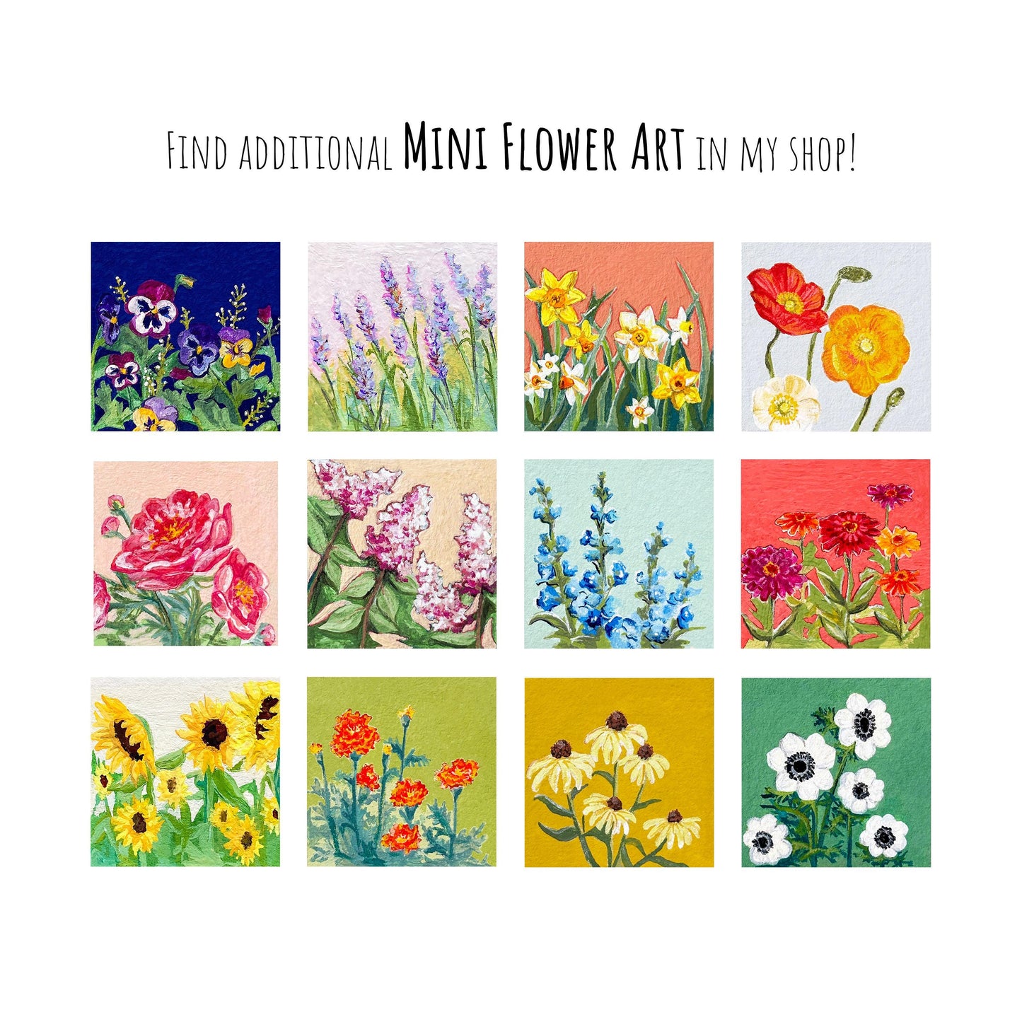 Mini 1" Lavender Flower Art PRINT
