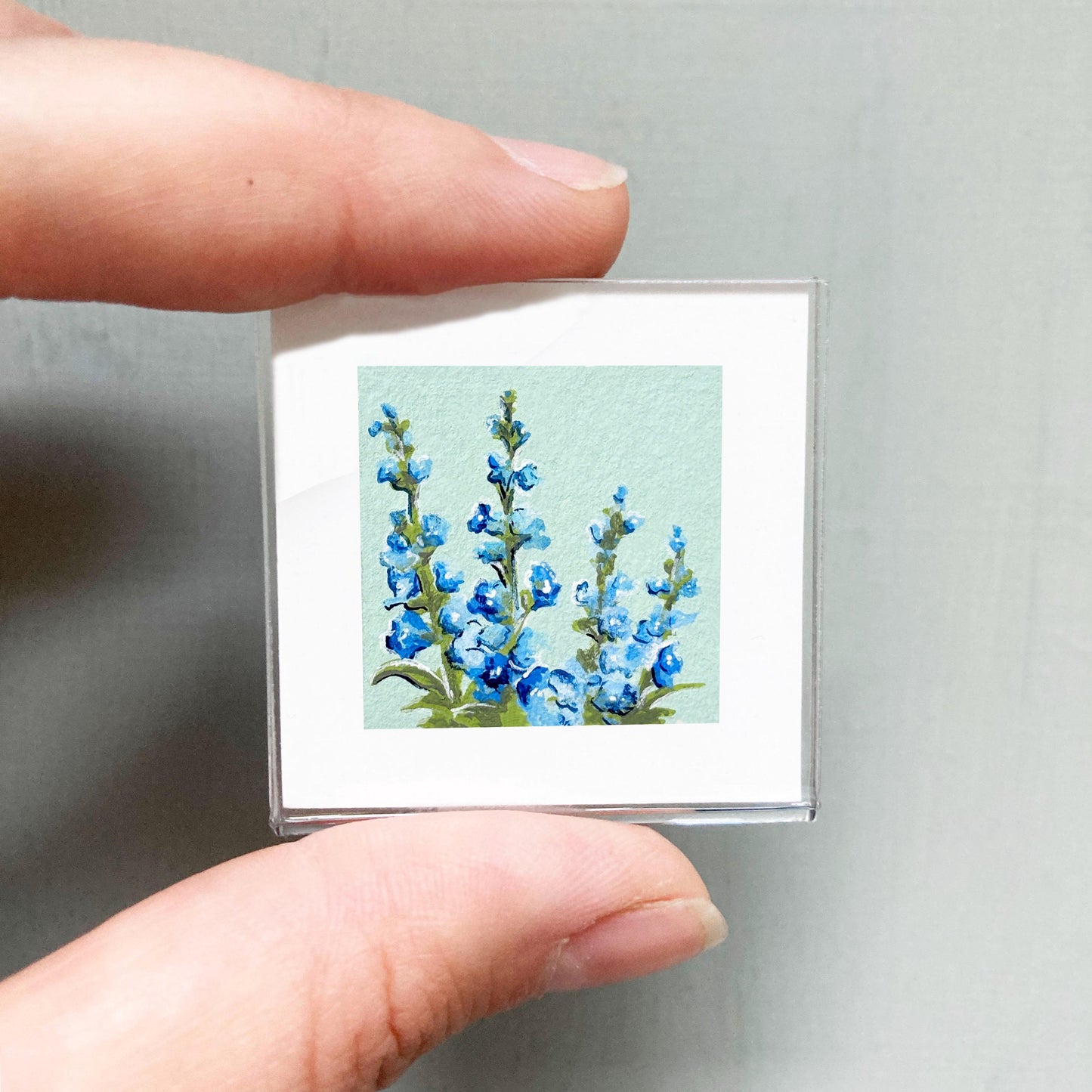 Mini 1" Larkspur Delphinium July Birth Flower Art PRINT