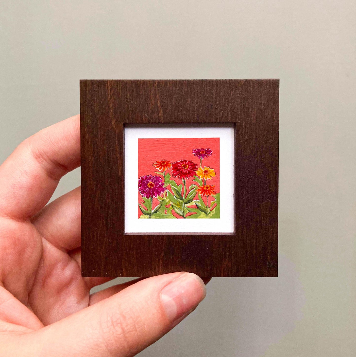 Mini 1" Zinnias Flower Art PRINT