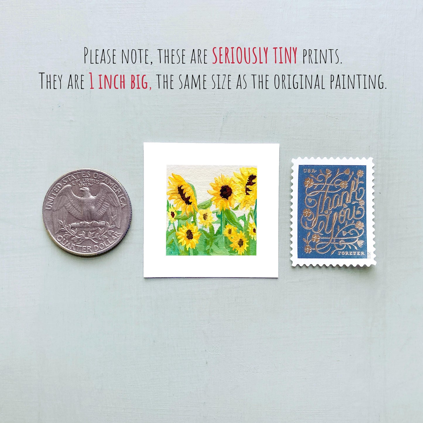 Mini 1" Sunflowers Flower Art PRINT
