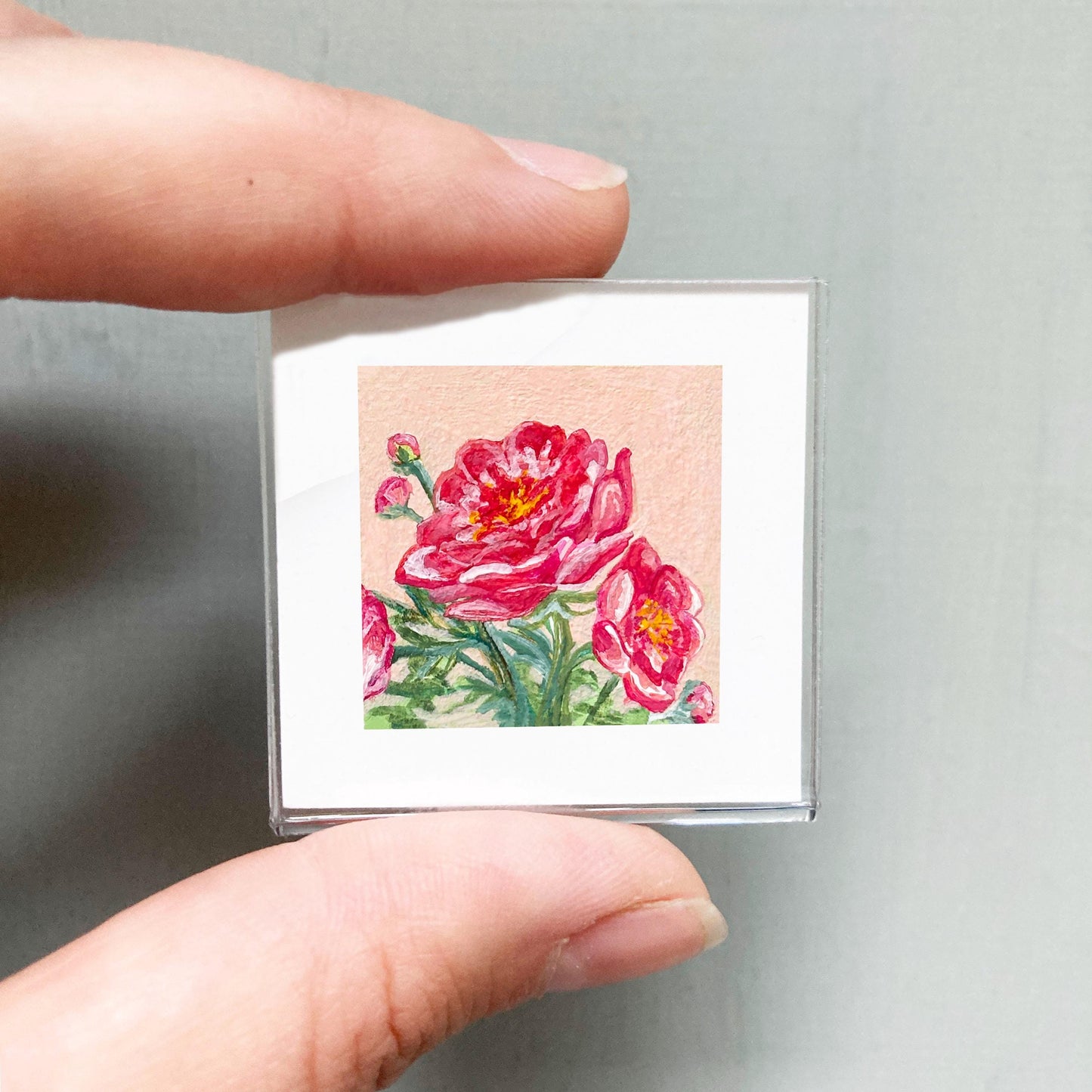Mini 1" Peony November Birth Flower Art PRINT