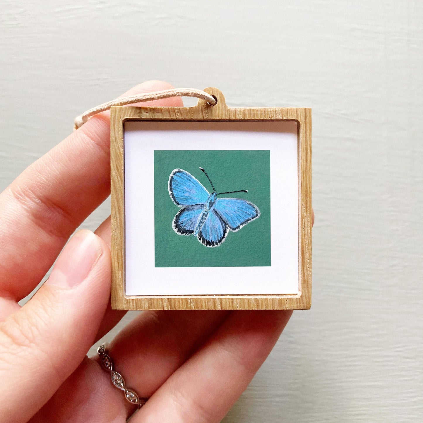 Mini 1" Common Blue Butterfly Insect Print Tiny Watercolor Art PRINT