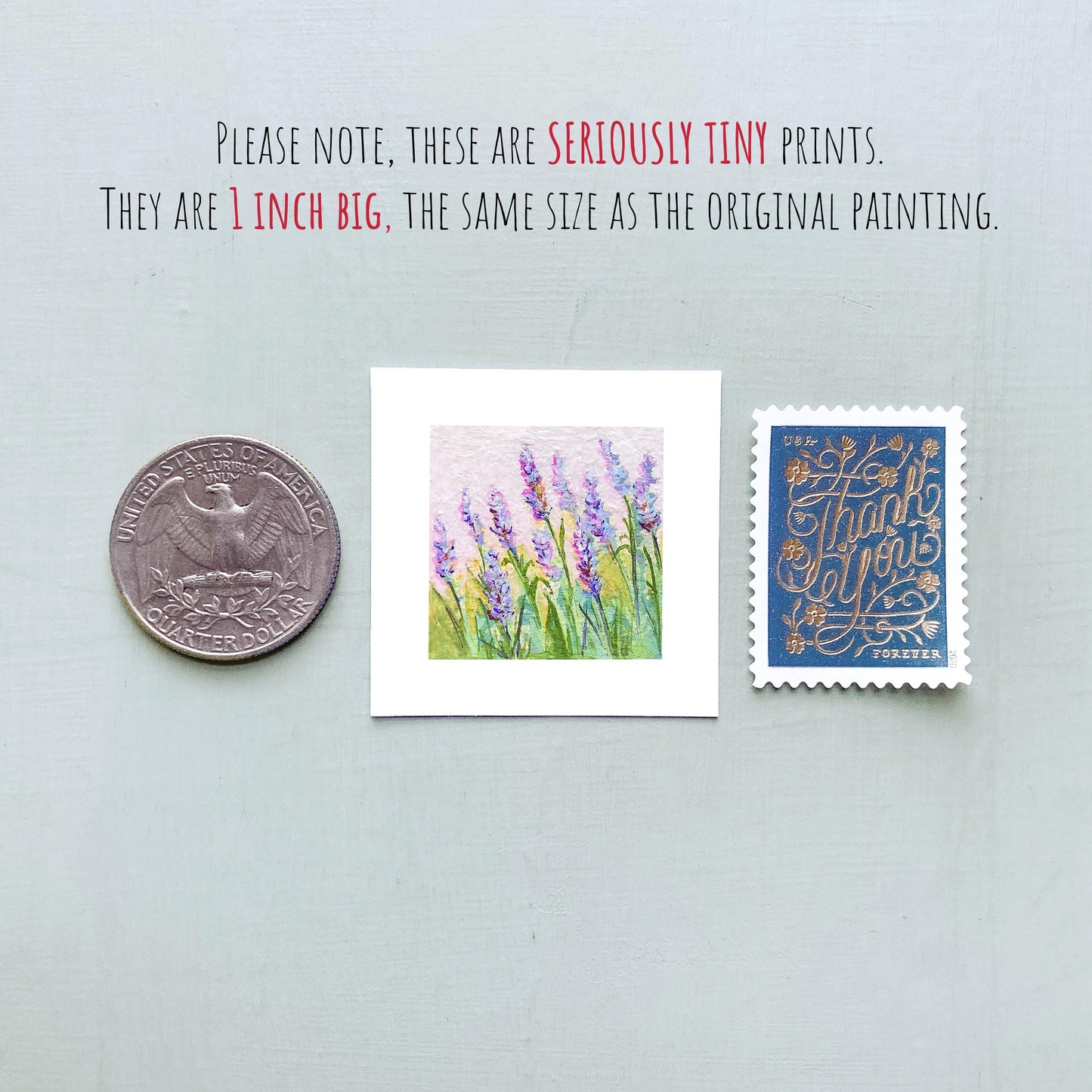 Mini 1" Lavender Flower Art PRINT