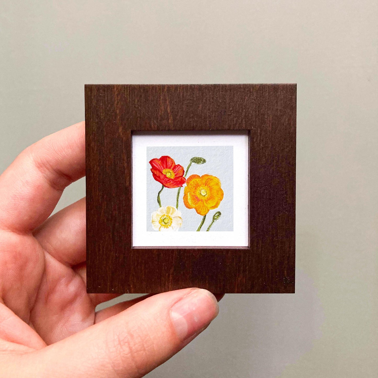 Mini 1" Poppies August Flower Art PRINT