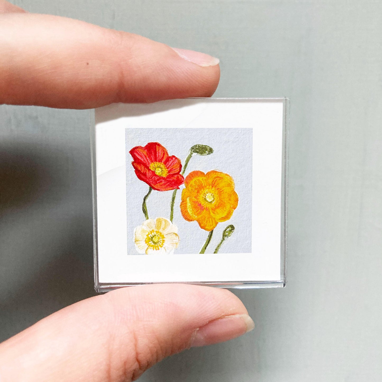 Mini 1" Poppies August Flower Art PRINT