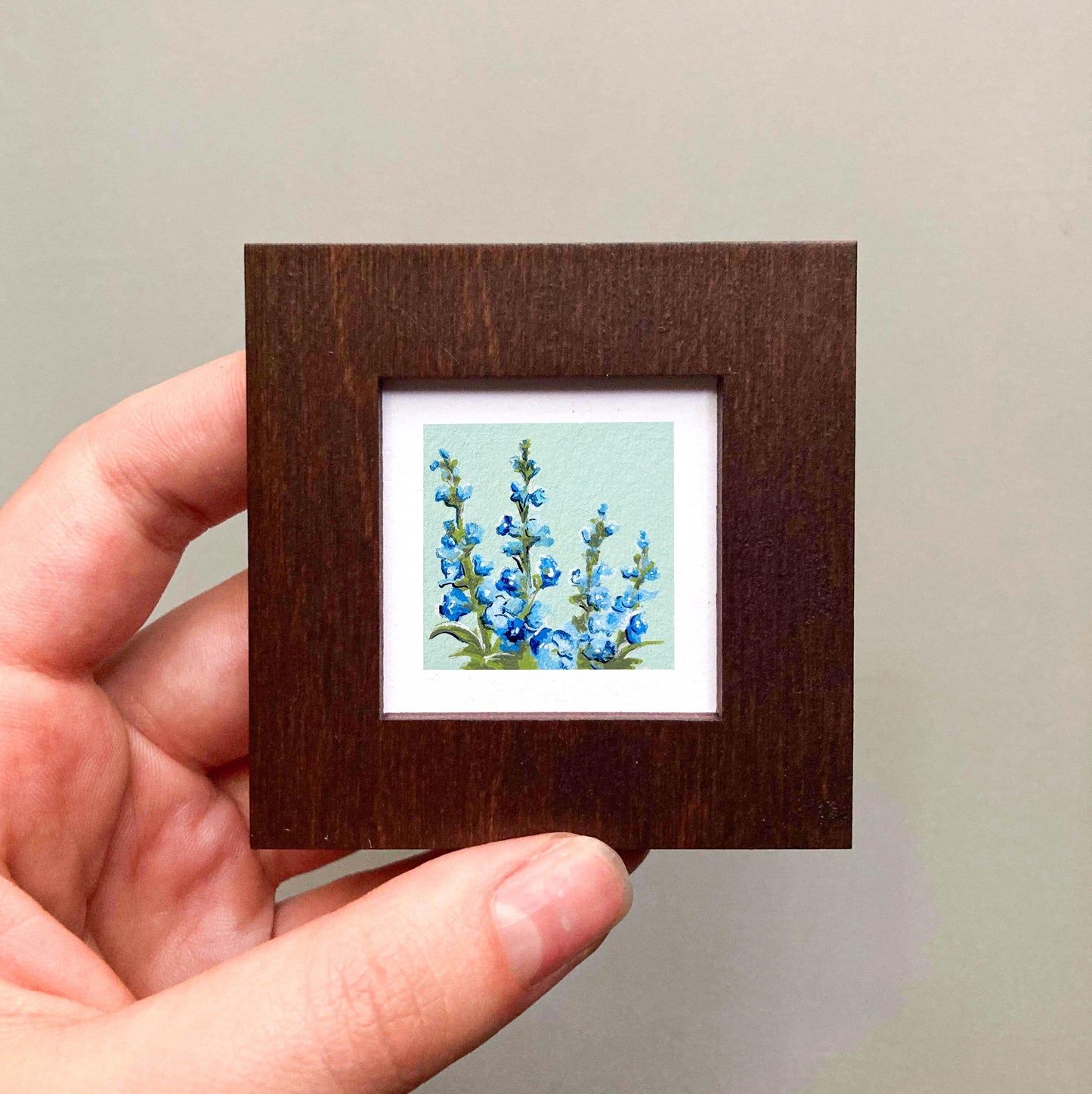 Mini 1" Larkspur Delphinium July Birth Flower Art PRINT