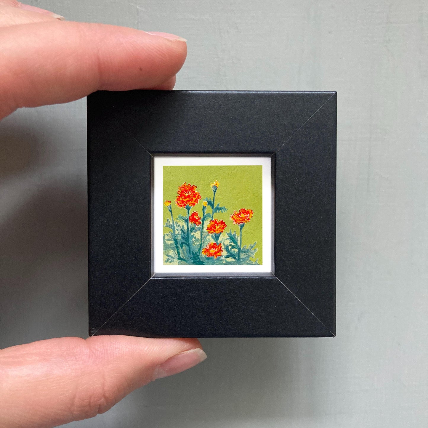 Mini 1" Marigolds October Birth Flower Art PRINT