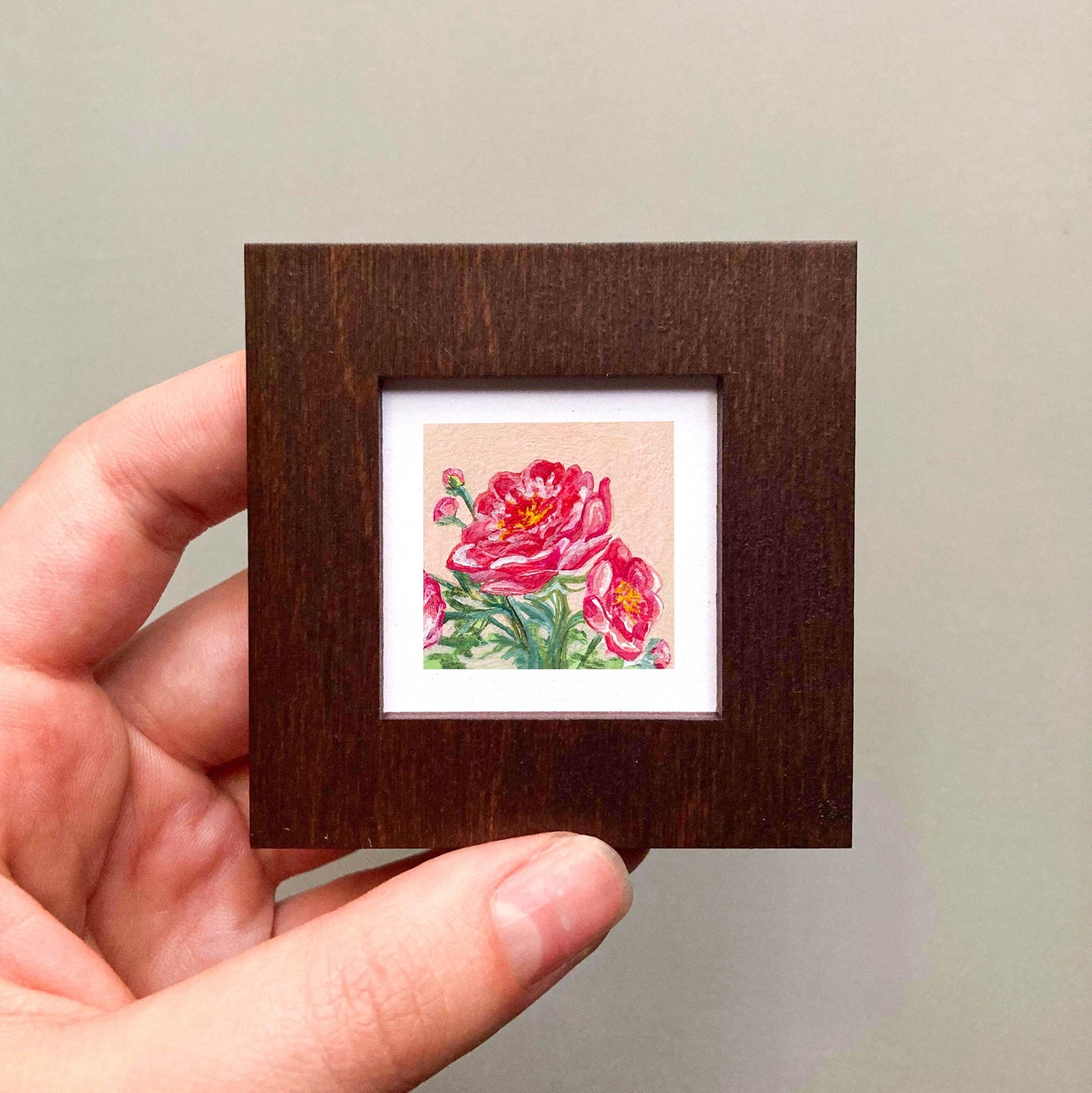 Mini 1" Peony November Birth Flower Art PRINT