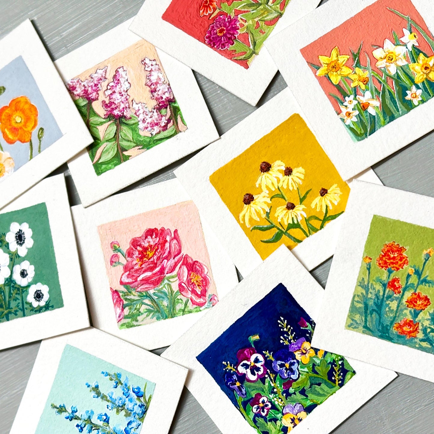 Mini 1" Birth Flowers Gouache Art PRINTS