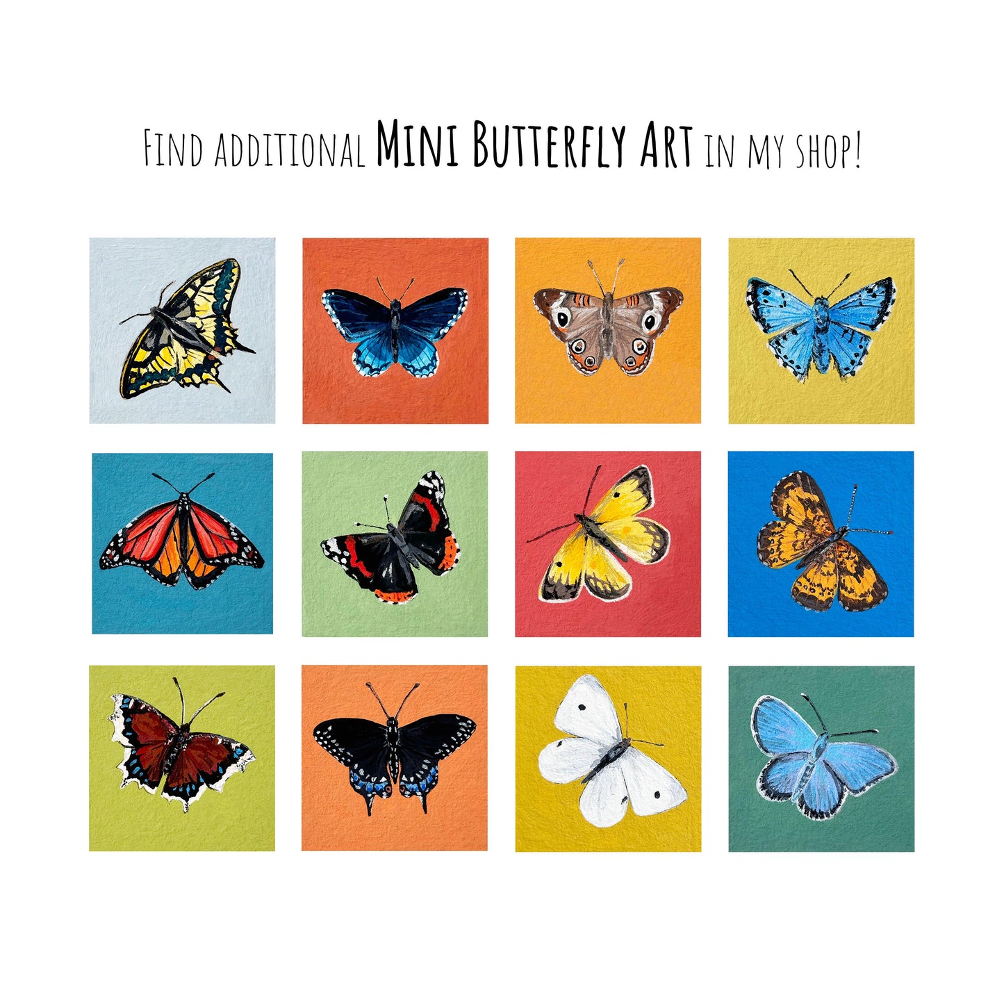 Set of 4 Tiny Butterfly Prints