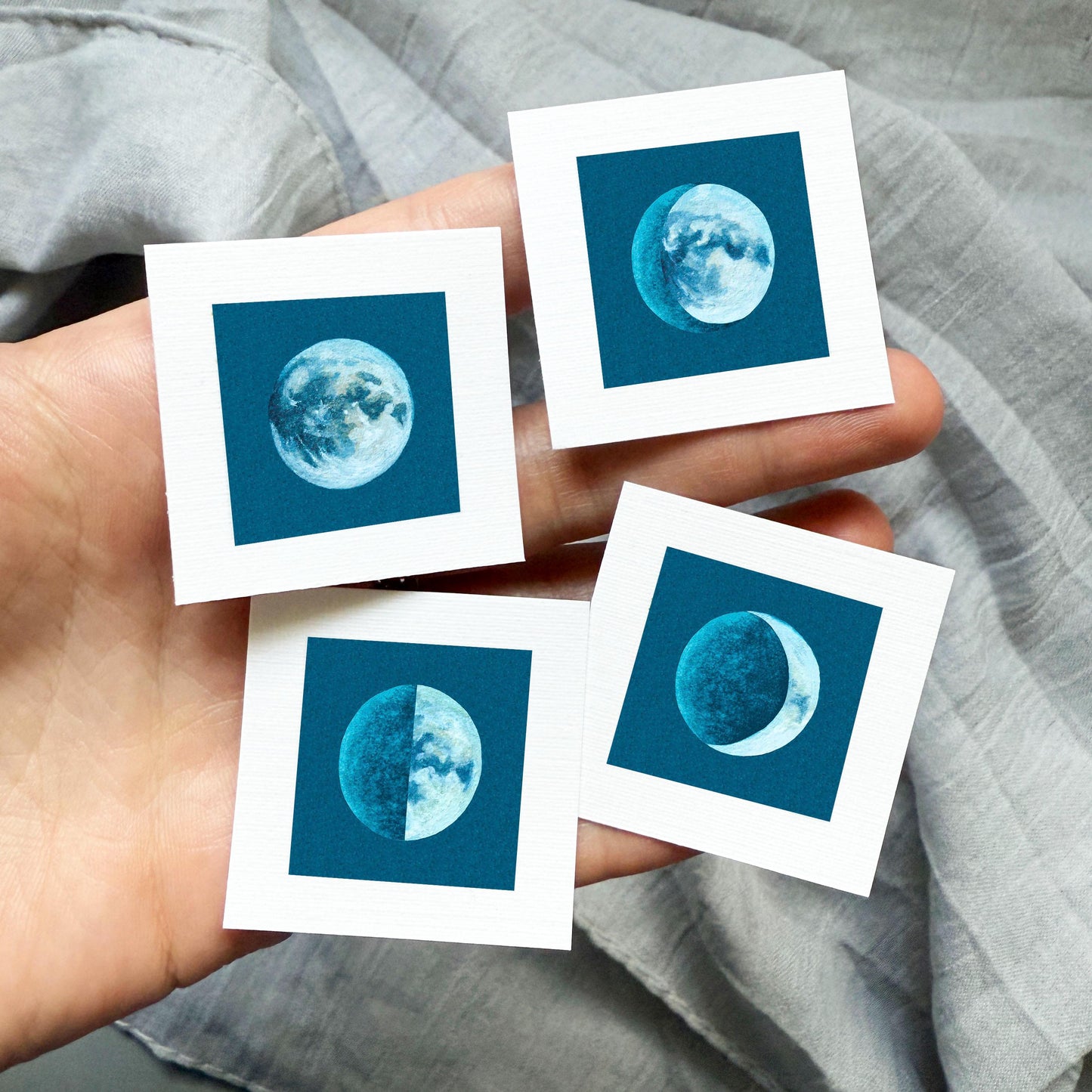 Set of 4 Tiny Moon Phases Prints