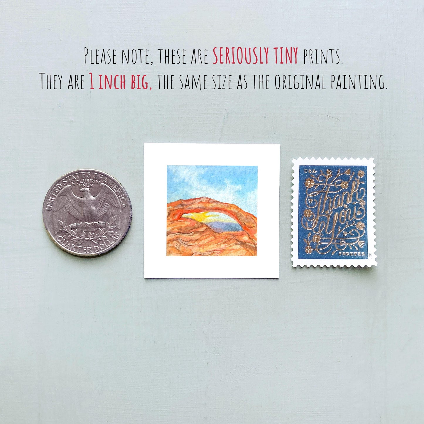 Mini 1" UT Canyonlands Mesa Arch National Park USA Roadtrip Tiny Gouache Art PRINT