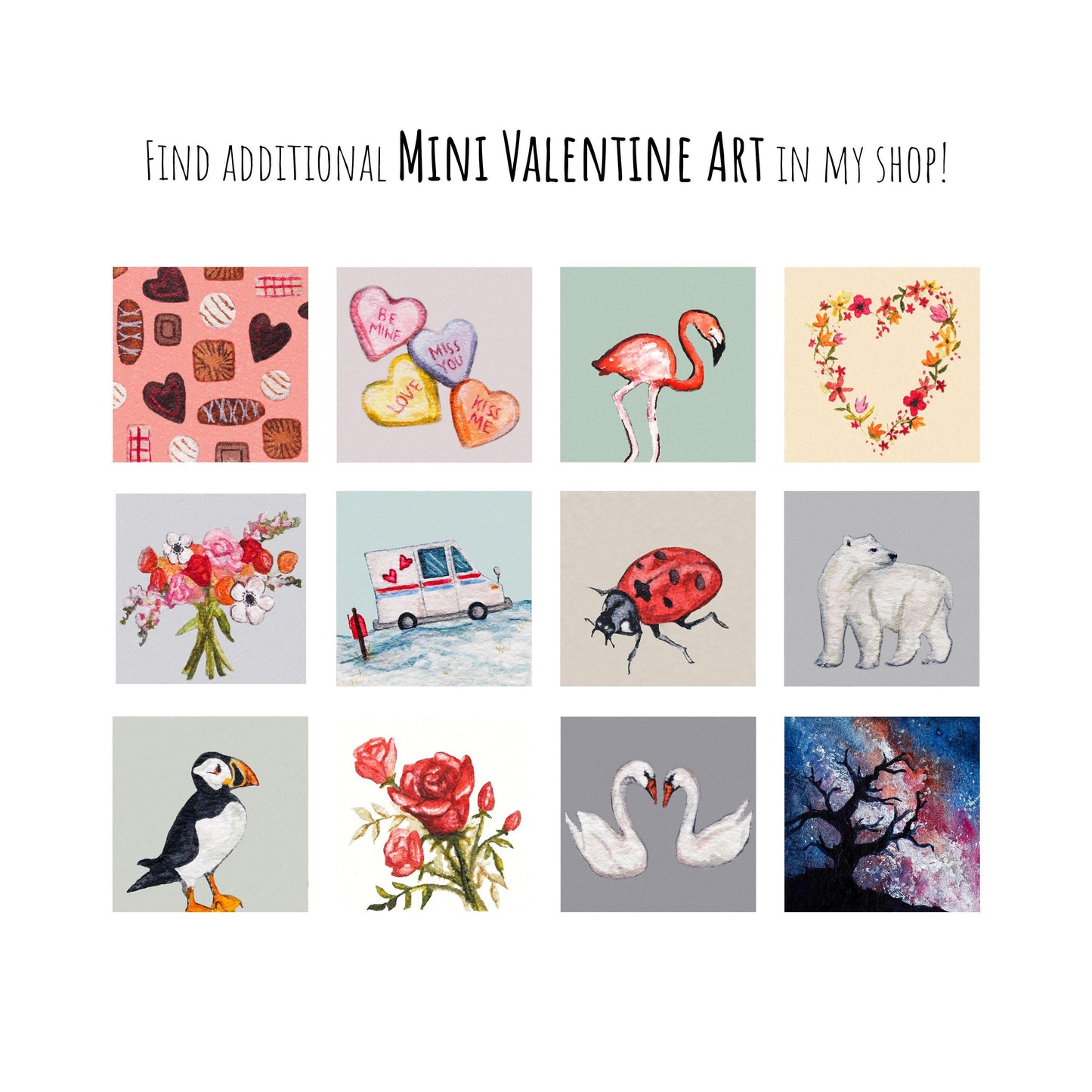 Set of 4 Tiny Valentine's Day Prints