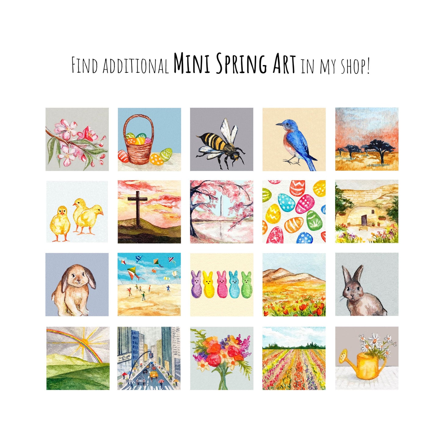Set of 4 Tiny Easter Spring Prints