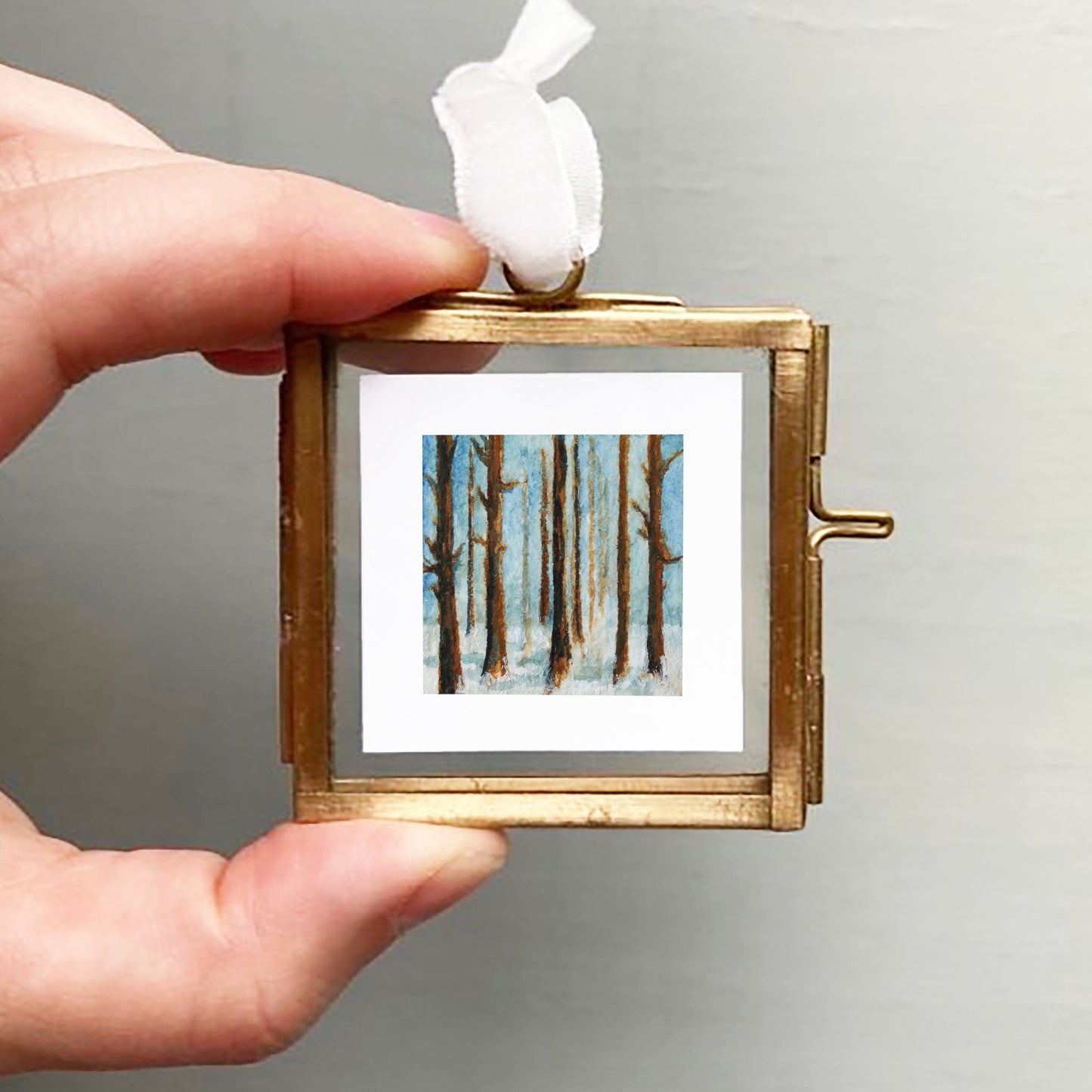 Mini 1" Snowy Woods Watercolor Print