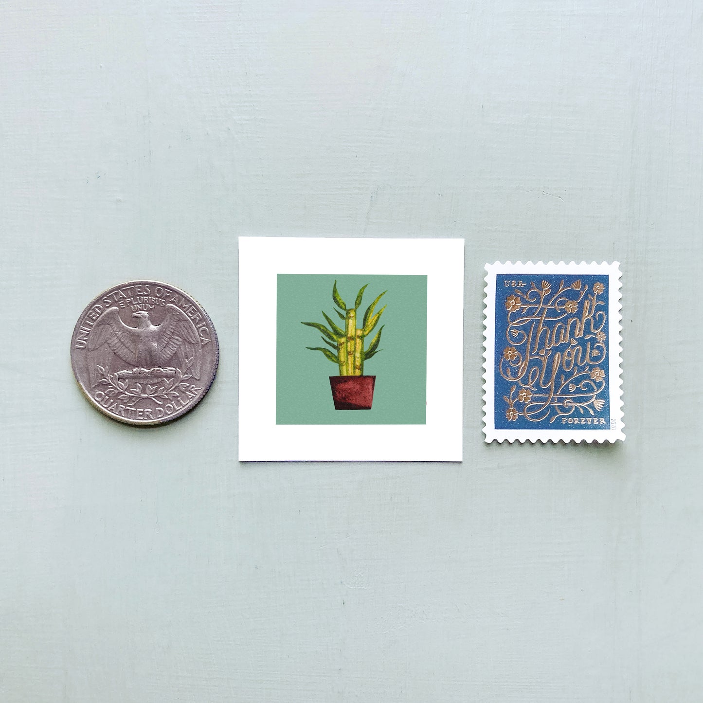ORIGINAL Mini 1" Bamboo Houseplant Watercolor Painting