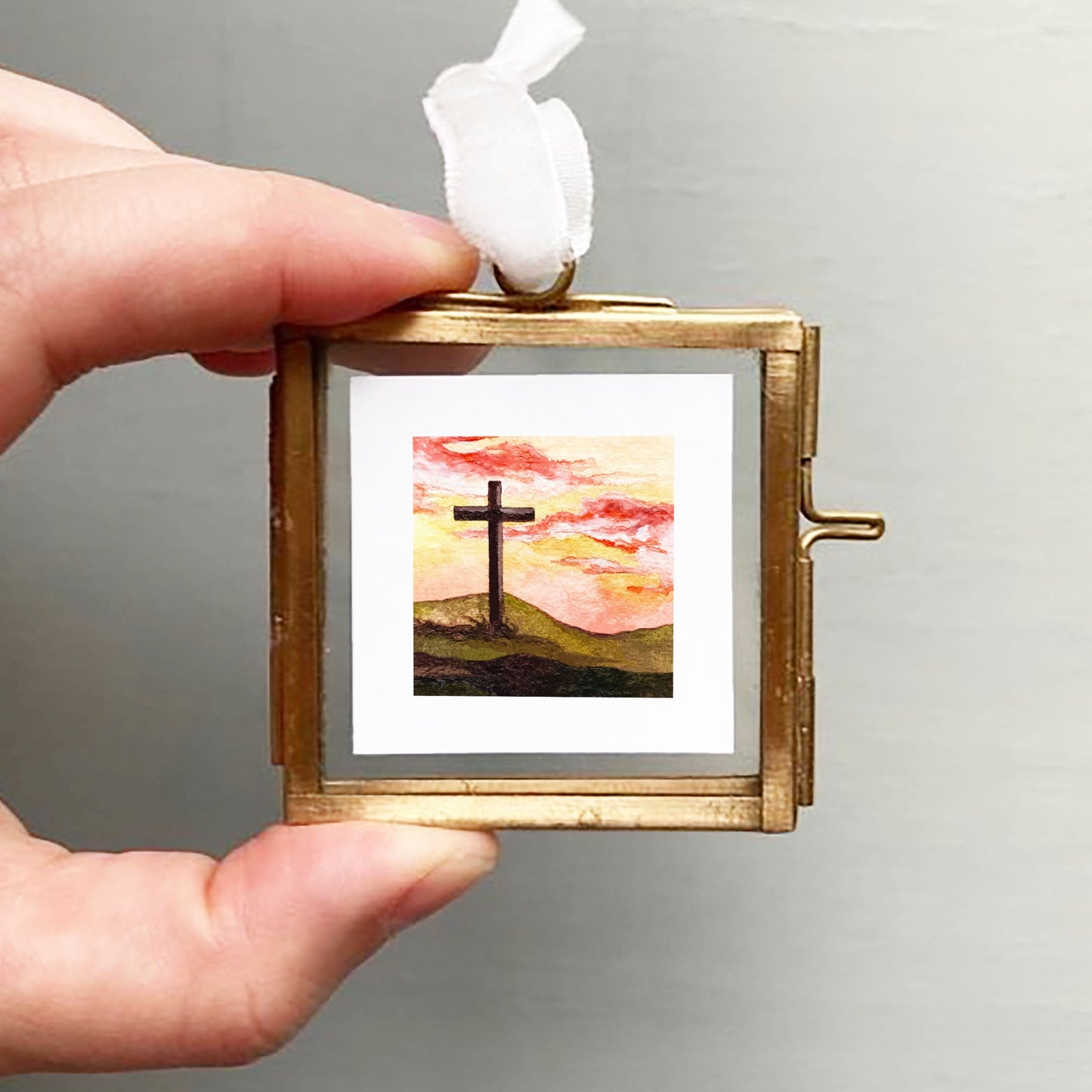 Mini 1" Easter Cross Watercolor Print