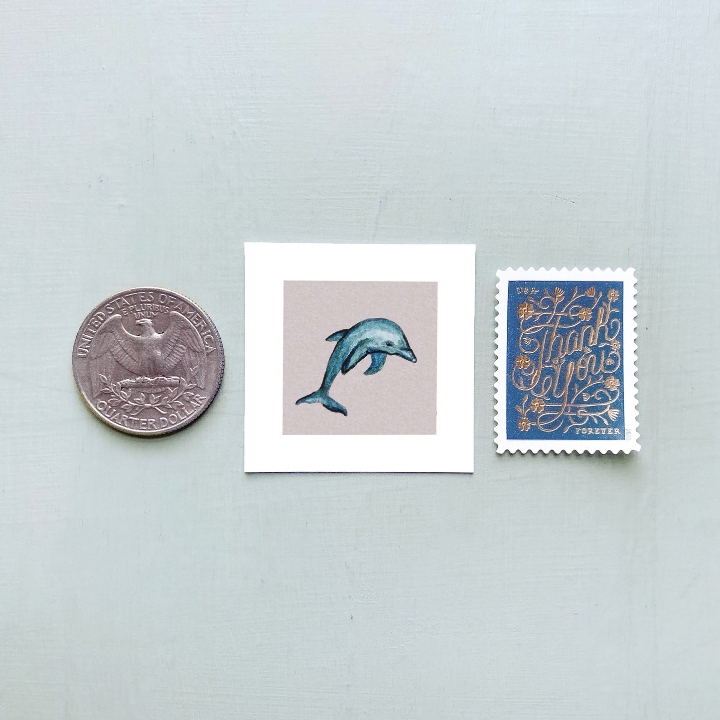 ORIGINAL Mini 1" Dolphin Watercolor Painting