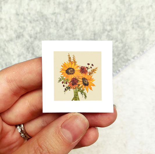 Mini 1" Autumn Flowers Watercolor Print
