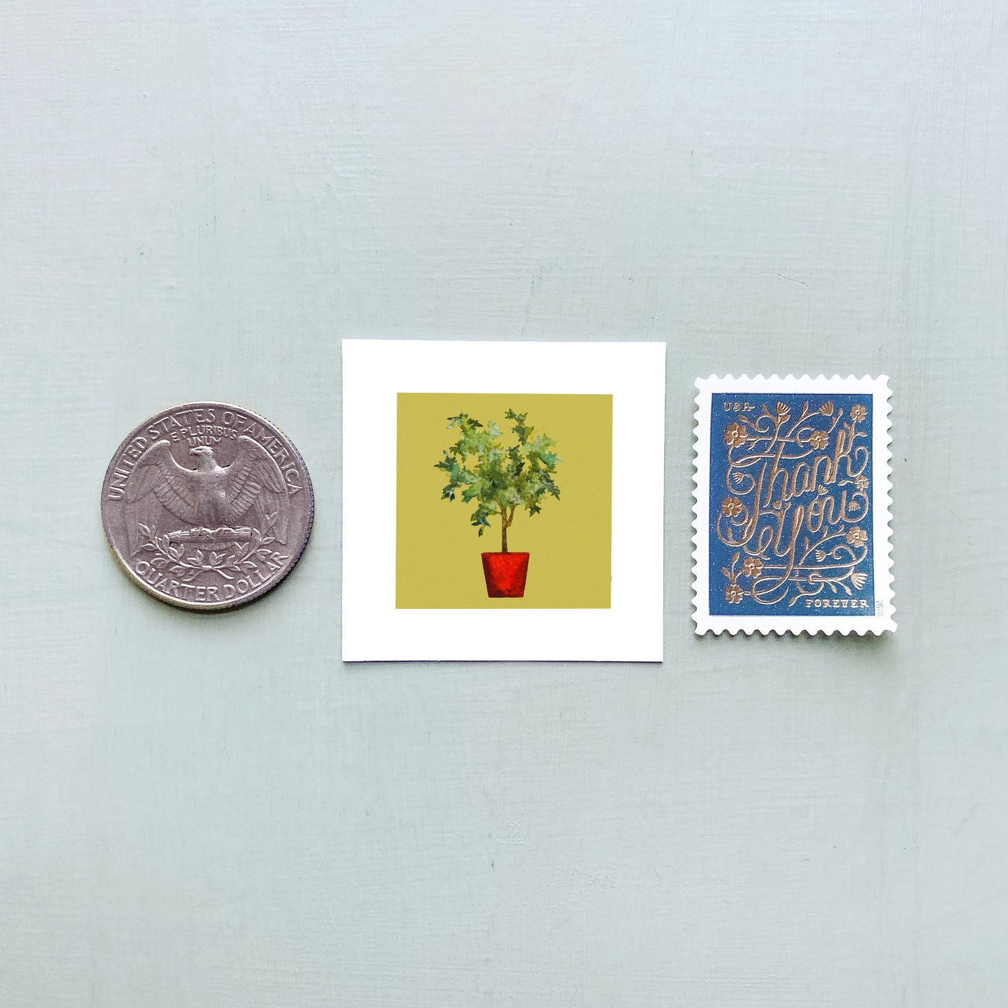 ORIGINAL Mini 1" Ficus Houseplant Watercolor Painting