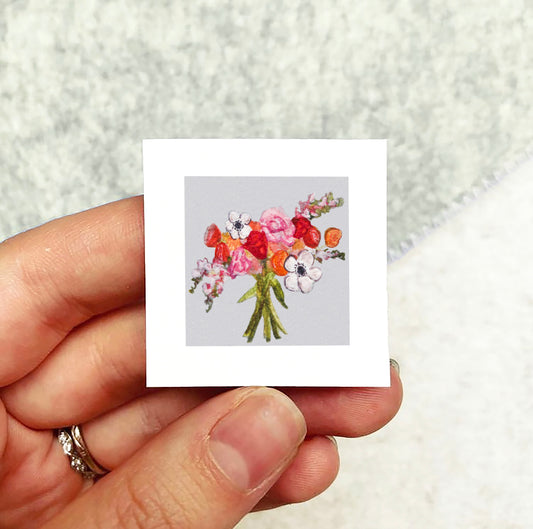Mini 1" Pink Floral Bouquet Watercolor Print